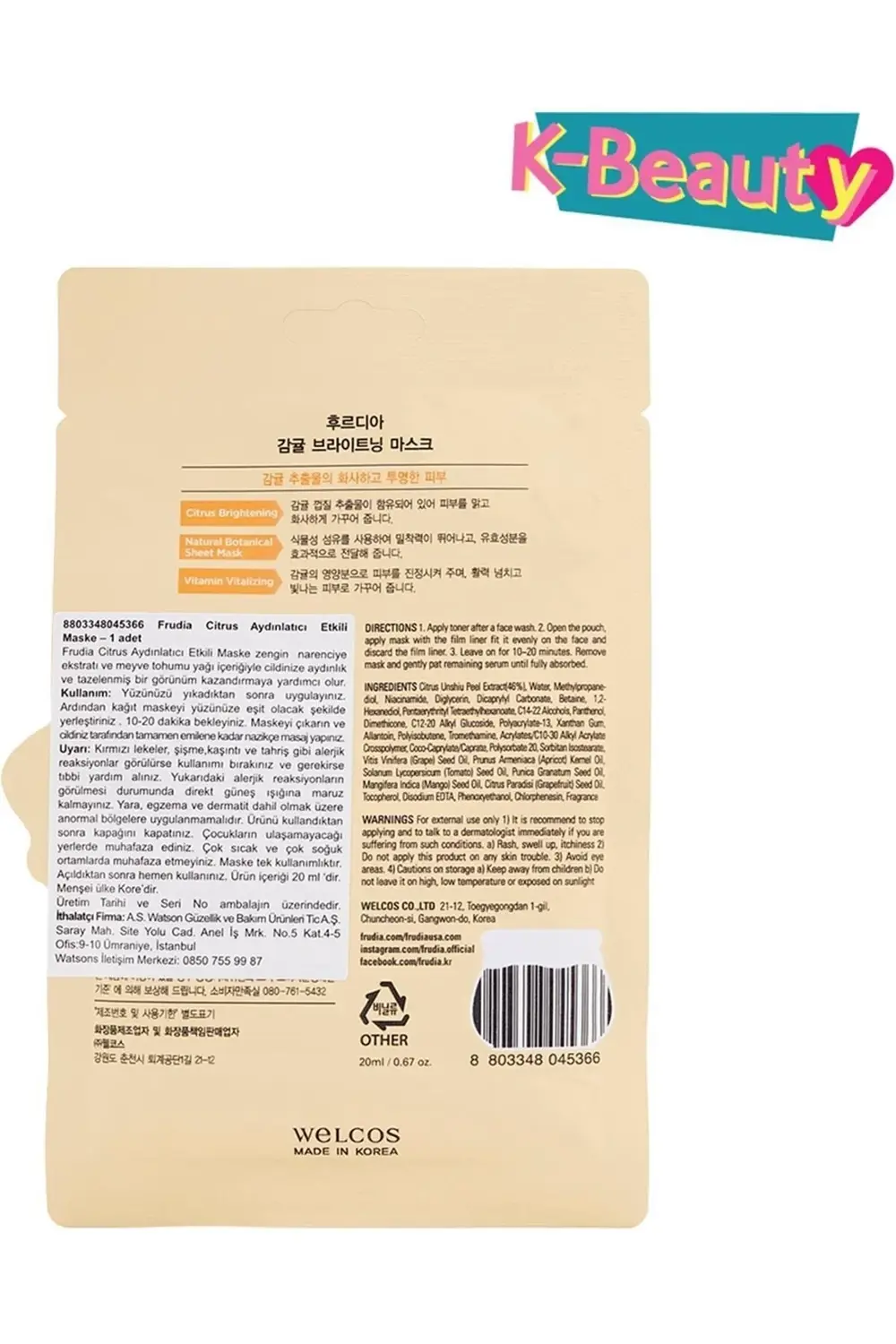 Citrus Yüz Maskesi Aydınlatıcı 1 Adet