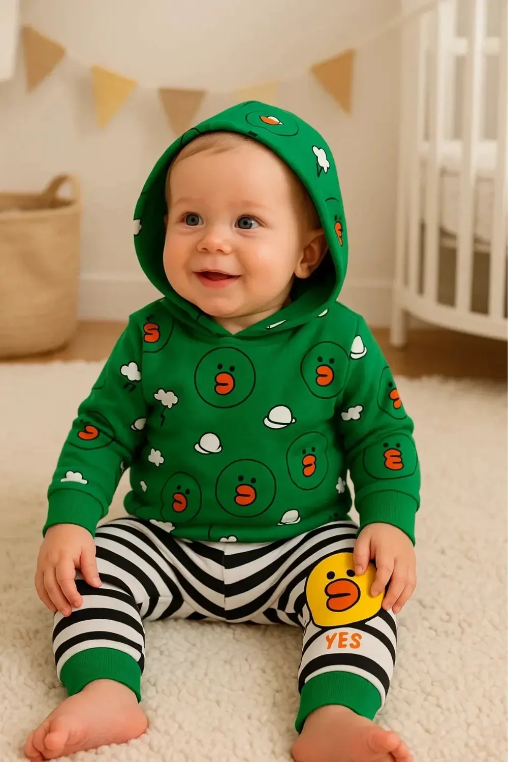 Civciv Desenli 2'li % 100 Pamuk Erkek Bebek Takımı