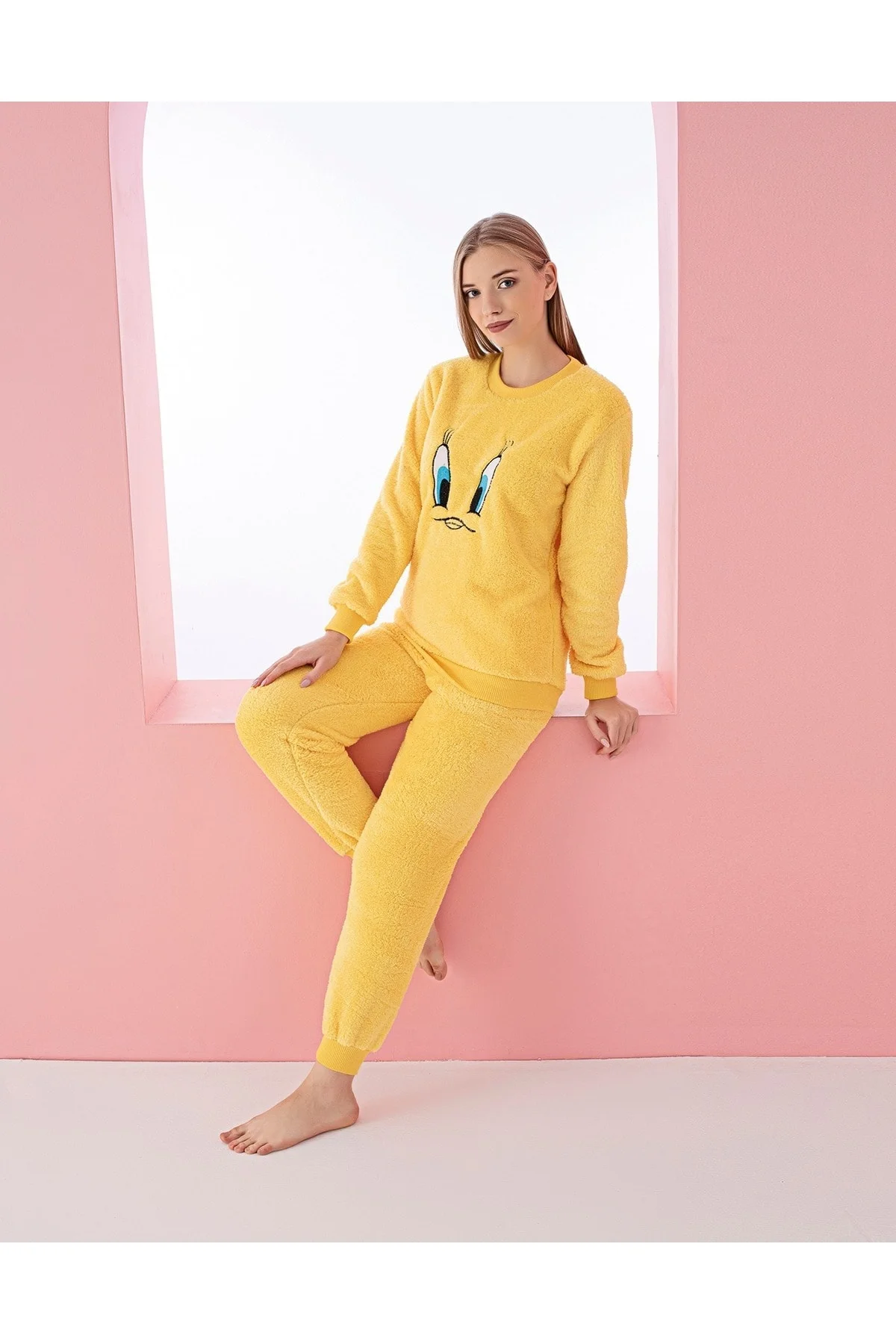 Civciv Desenli Anne Kız Çocuk Kombin Peluş Pijama Takımı (ANNE KIZ AYRI SATILIR.), Sarı, 2-4 Yaş Fiyatı, Yorumları ve Özellikleri