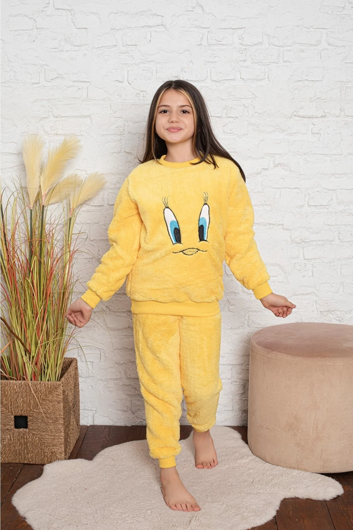 Civciv Desenli Anne Kız Çocuk Kombin Peluş Pijama Takımı (ANNE KIZ AYRI SATILIR.), Sarı, 8-10 Yaş Fiyatı, Yorumları ve Özellikleri