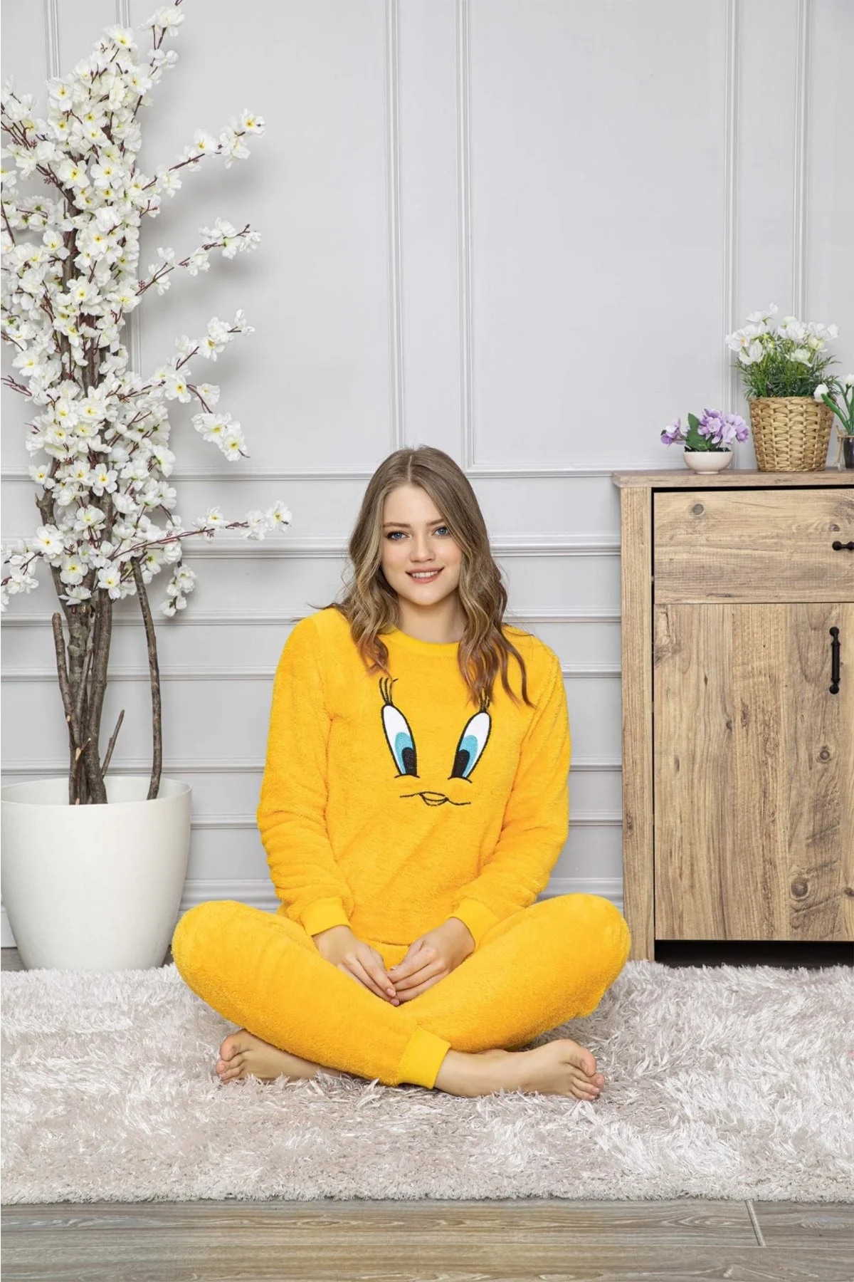 Civciv Desenli Anne Kız Çocuk Kombin Peluş Pijama Takımı (ANNE KIZ AYRI SATILIR.), Sarı, 10-12 Yaş Fiyatı, Yorumları ve Özellikleri