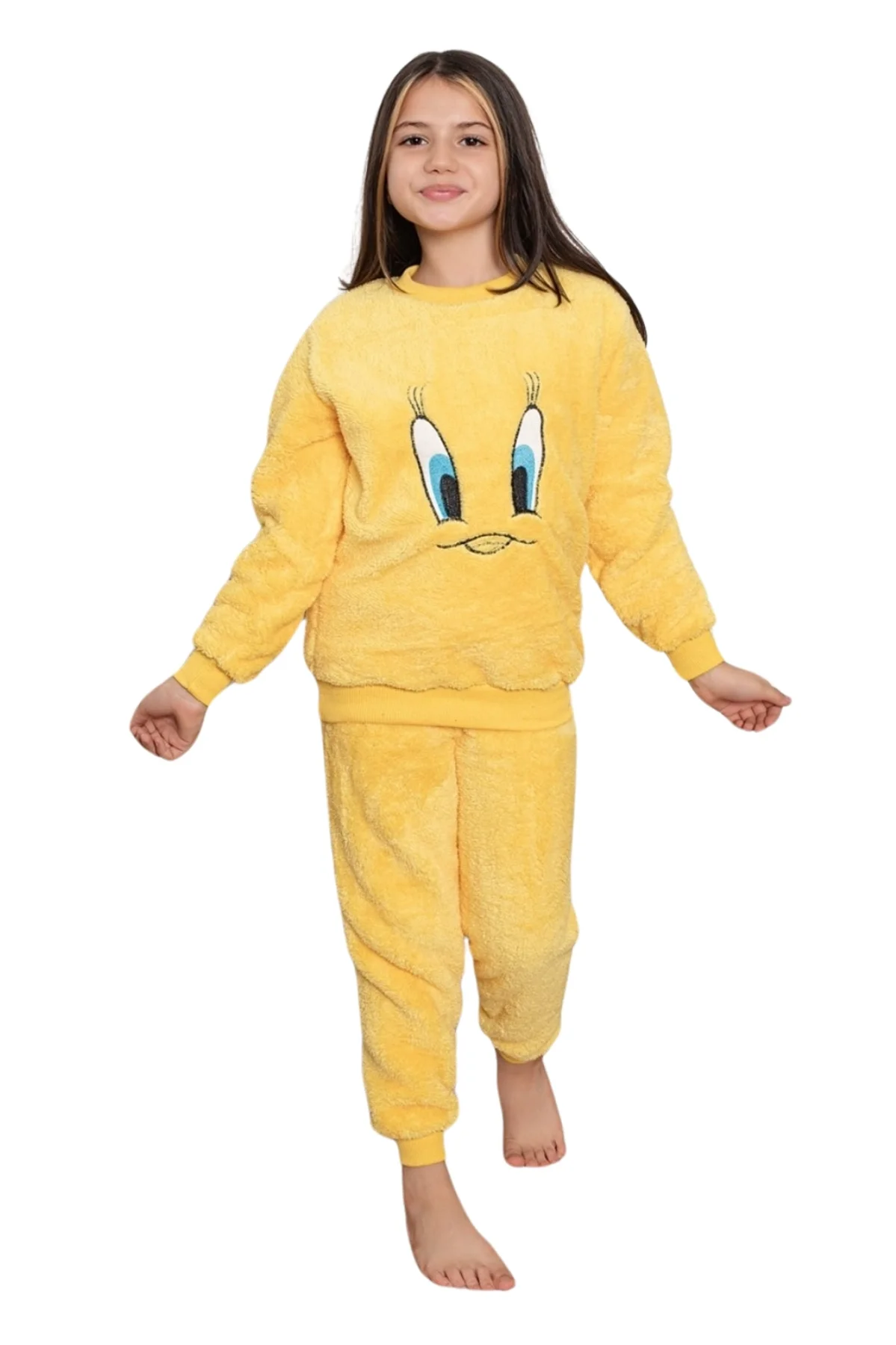Civciv Desenli Anne Kız Çocuk Kombin Peluş Pijama Takımı (ANNE KIZ AYRI SATILIR.), Sarı, 2-4 Yaş Fiyatı, Yorumları ve Özellikleri