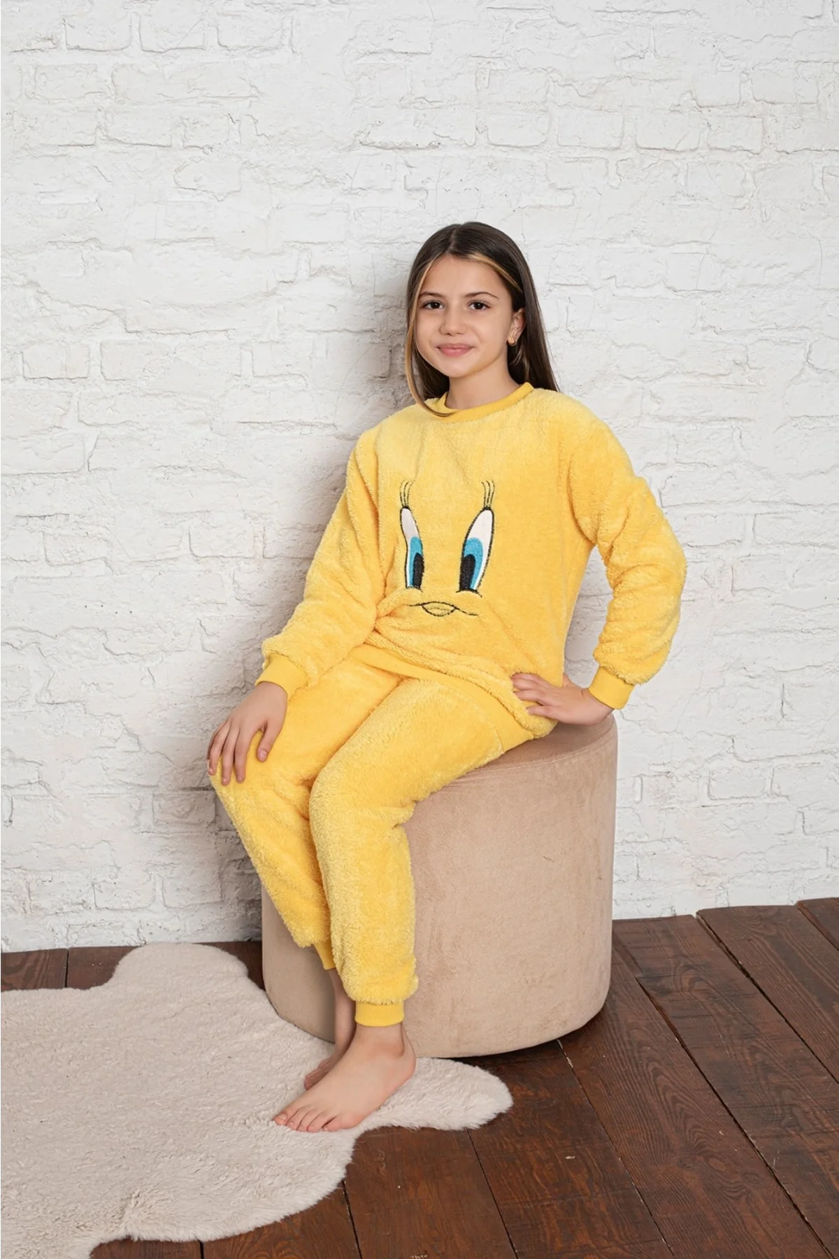 Civciv Desenli Anne Kız Çocuk Kombin Peluş Pijama Takımı (ANNE KIZ AYRI SATILIR.), Sarı, 2-4 Yaş Fiyatı, Yorumları ve Özellikleri