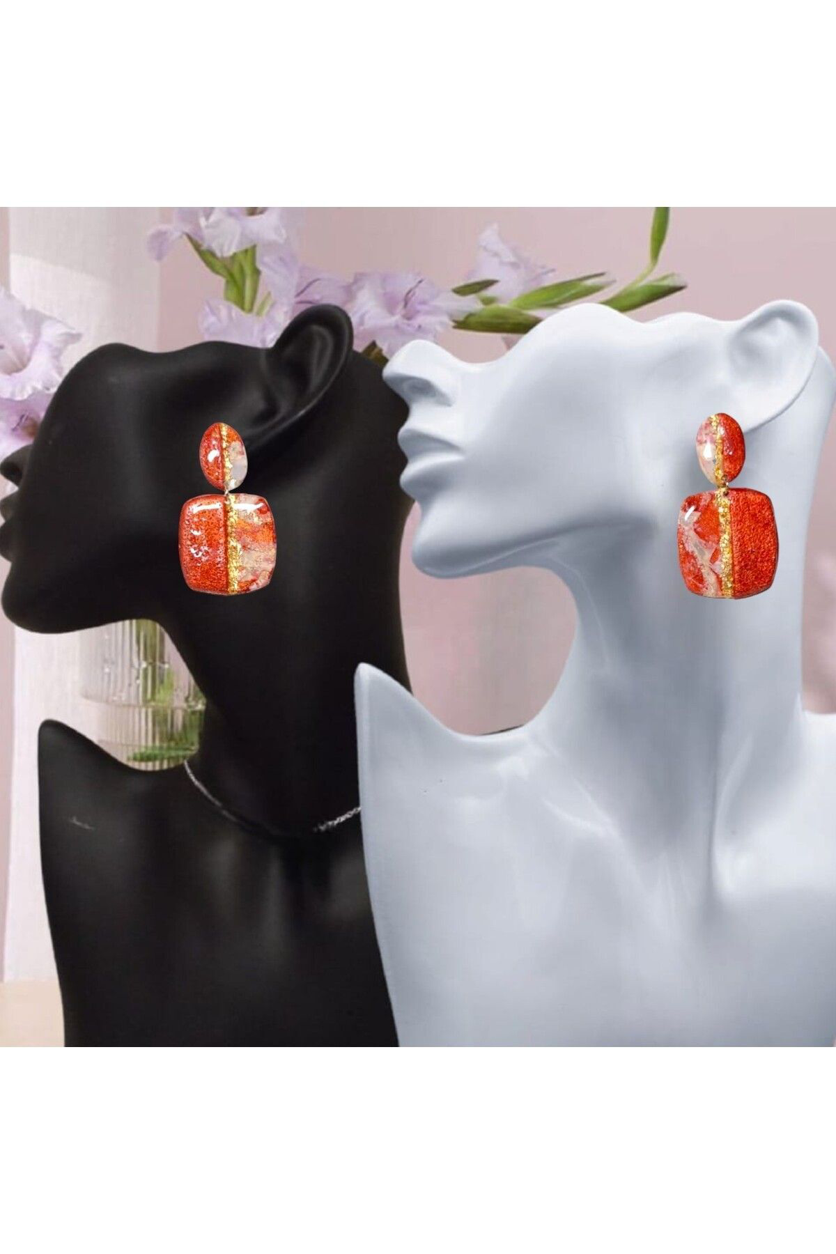 Çivi Kiremit Polimer Kil & Epoksi Tasarım Küpe