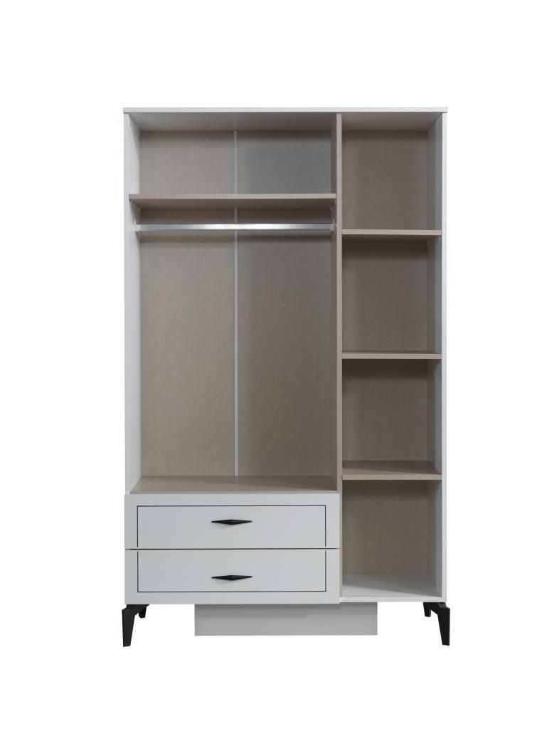 Sivas Gözde Mobilya Çizgi 3 Kapili 2 Çekmeceli Gardirop Elbise Dolabi 120X47x200