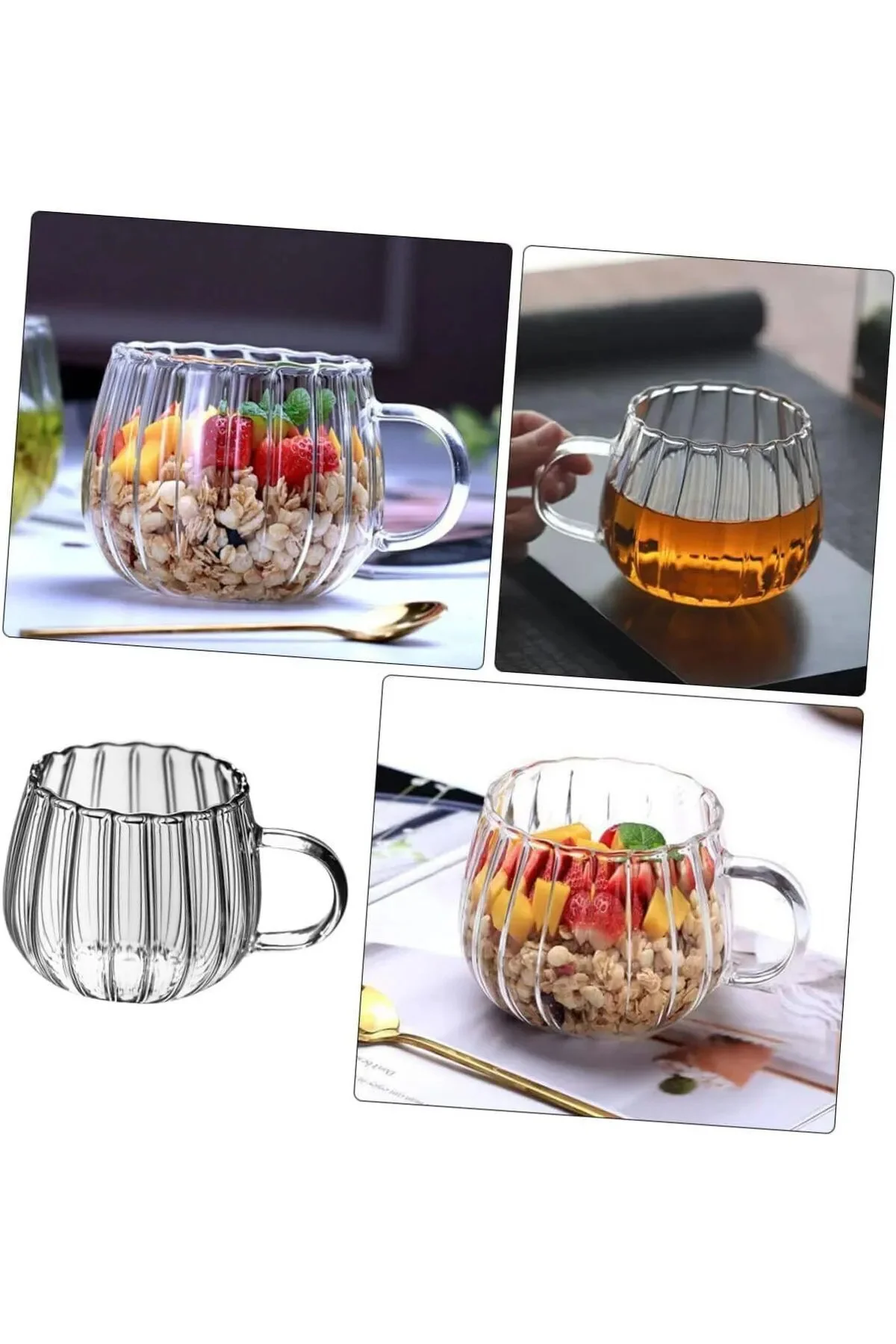Çizgi Tasarımlı Kupa Cam Bardak Kahve Sunum - Borosilikat 400 ml Çizgi Tasarımlı Kupa Cam Bardak Kahve Sunum - Borosilikat 400 ml