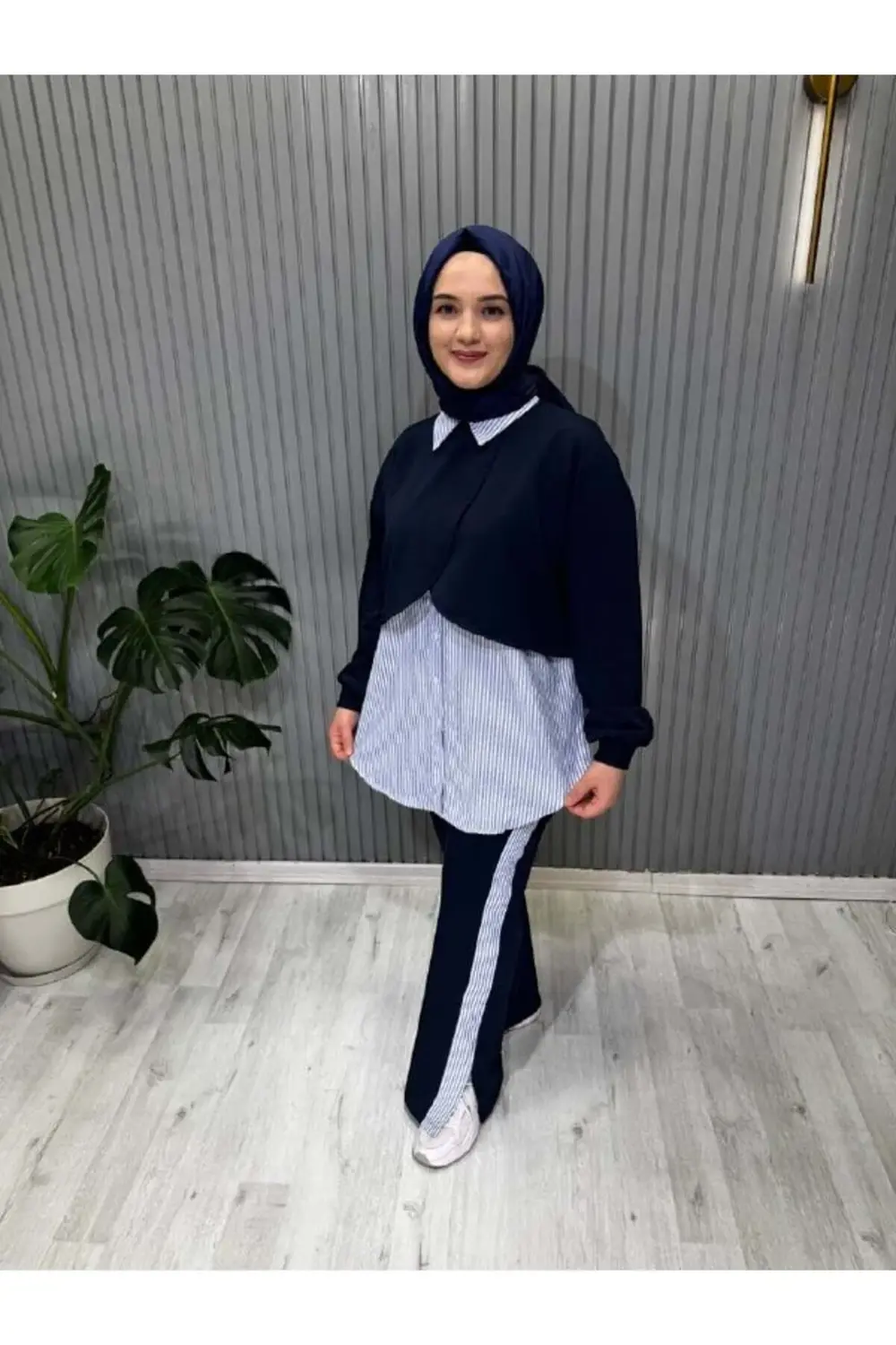 Çizgili Asimetrik lyocell P.Takım