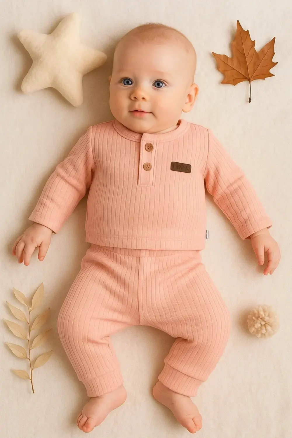 Çizgili Kumaş % 100 Pamuk 2'li Unisex Takım