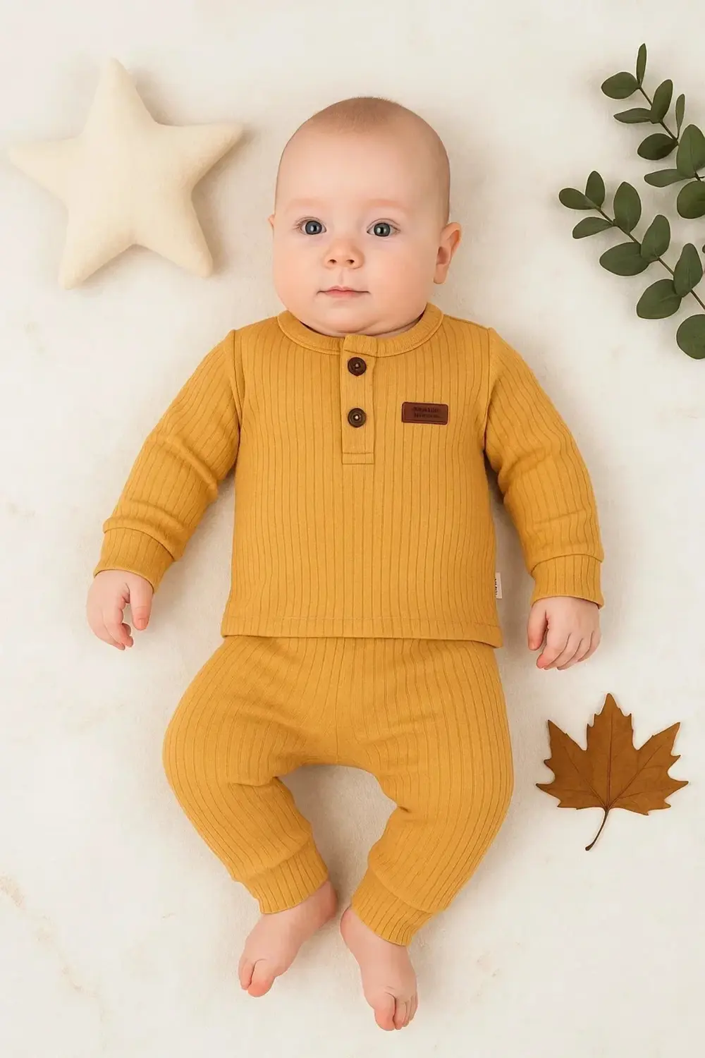 Çizgili Kumaş % 100 Pamuk 2'li Unisex Takım