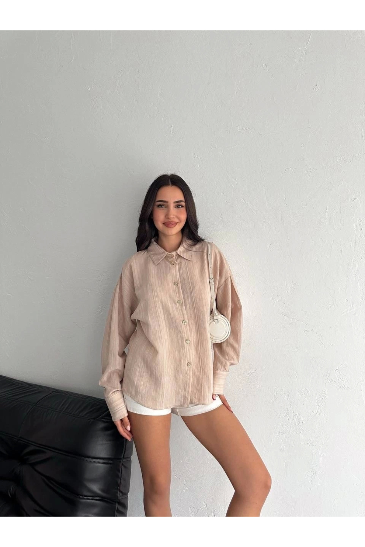 Çizgili oversize gömlek Çizgili oversize gömlek