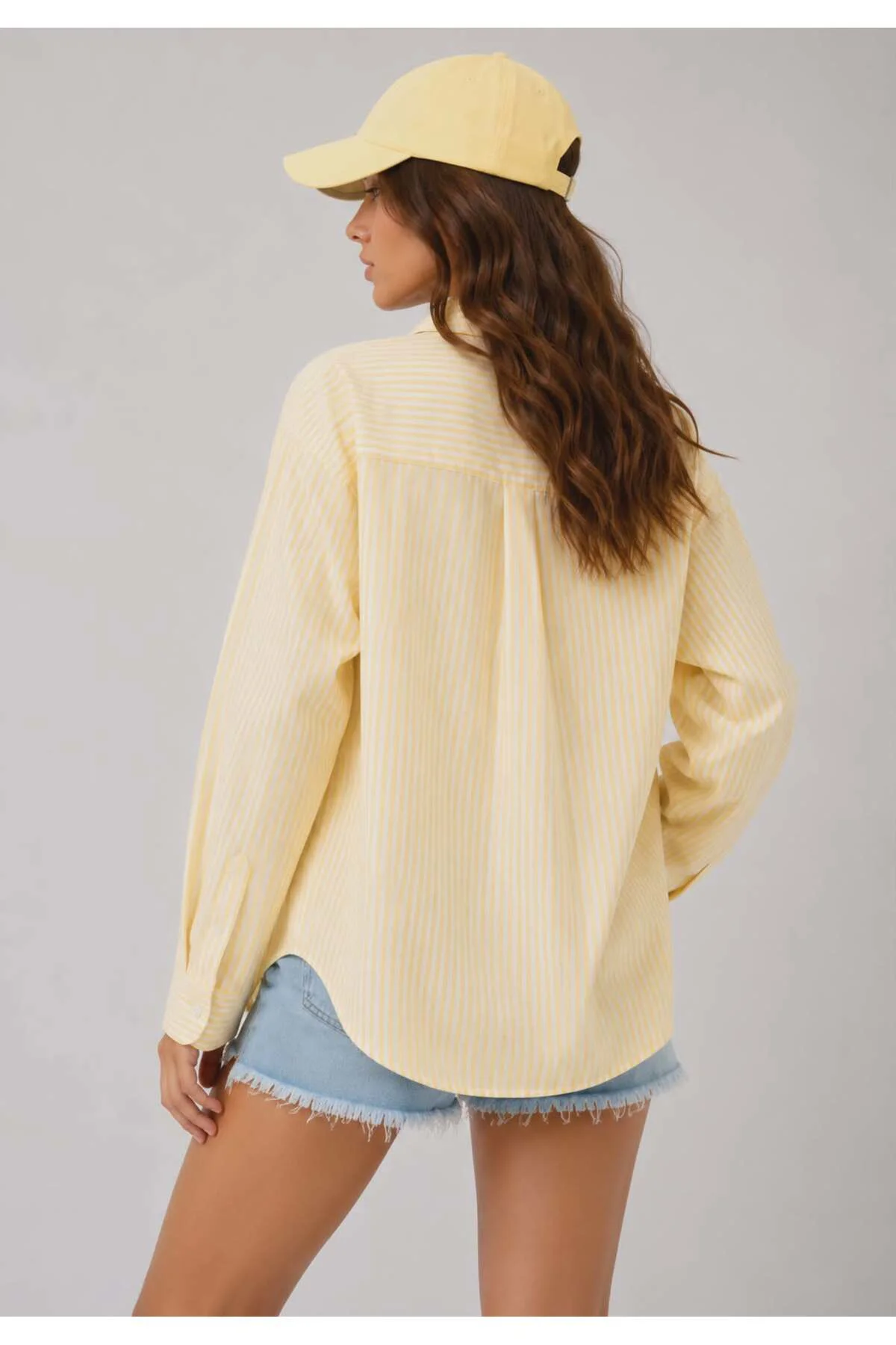 Çizgili Oversize Oxford Kadın konforlu Gömlek