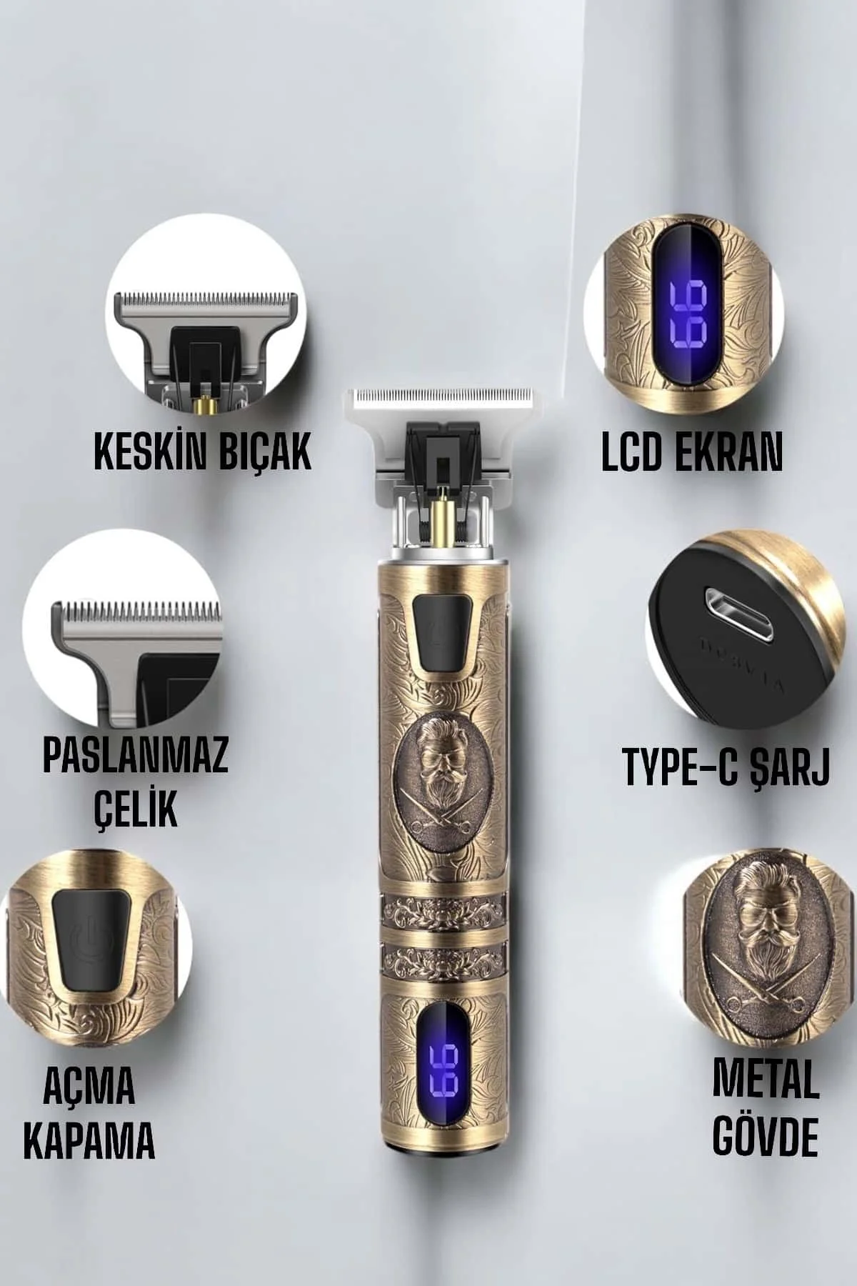 Çizik Tıraş Makinesi Şarjlı Paslanmaz Çelik Bıçaklı Uzun Ömürlü
