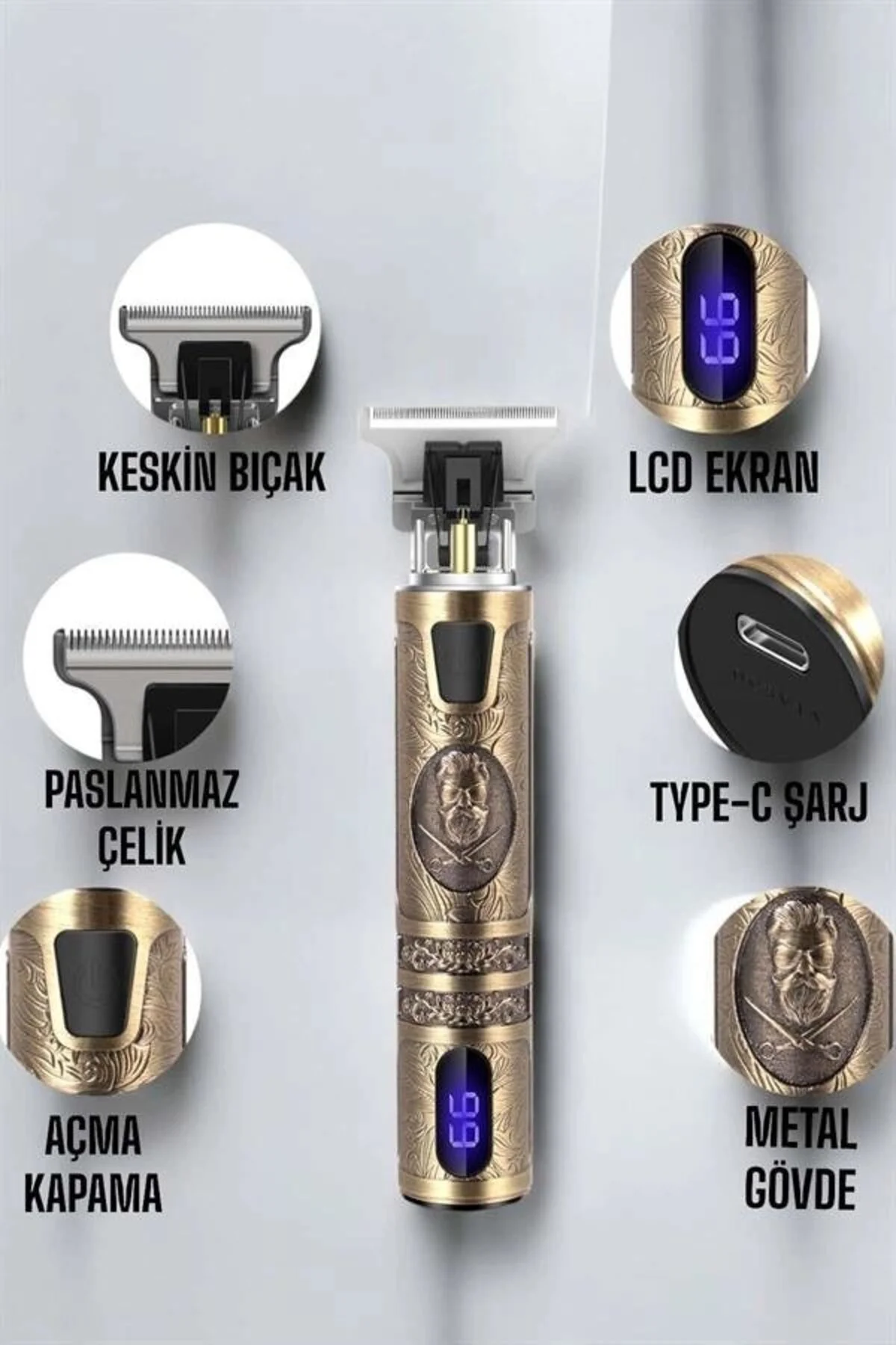 Çizik Tıraş Makinesi Şarjlı Paslanmaz Çelik Bıçaklı Uzun Ömürlü