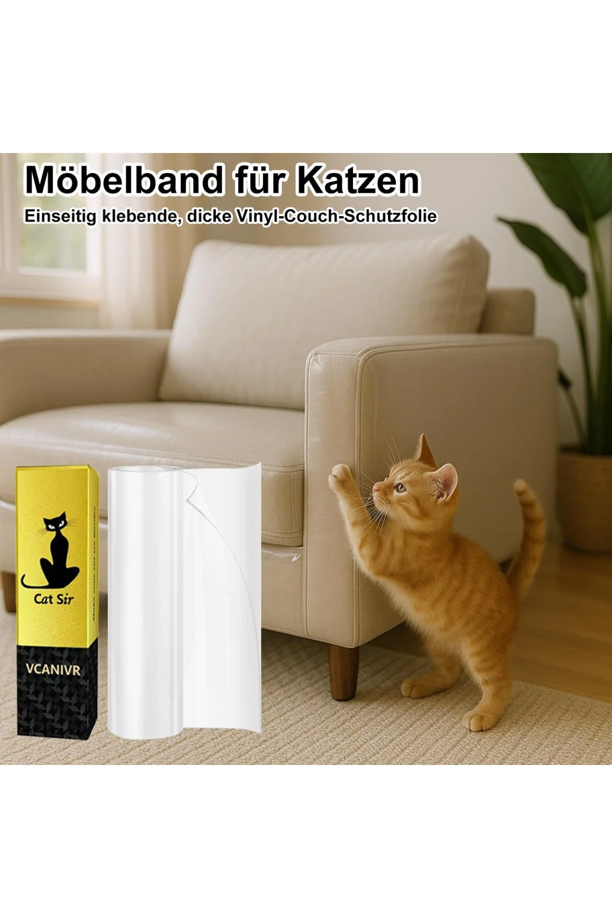 Çizilmeye karşı koruma, kedi bandı, 40 cm x 3 m, kendinden yapışk