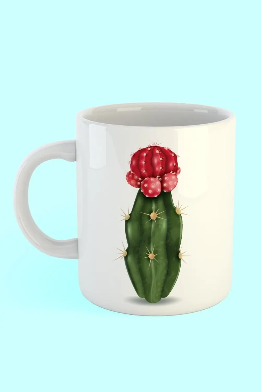 Çizim Kaktüs Baskılı Kahve Kupası