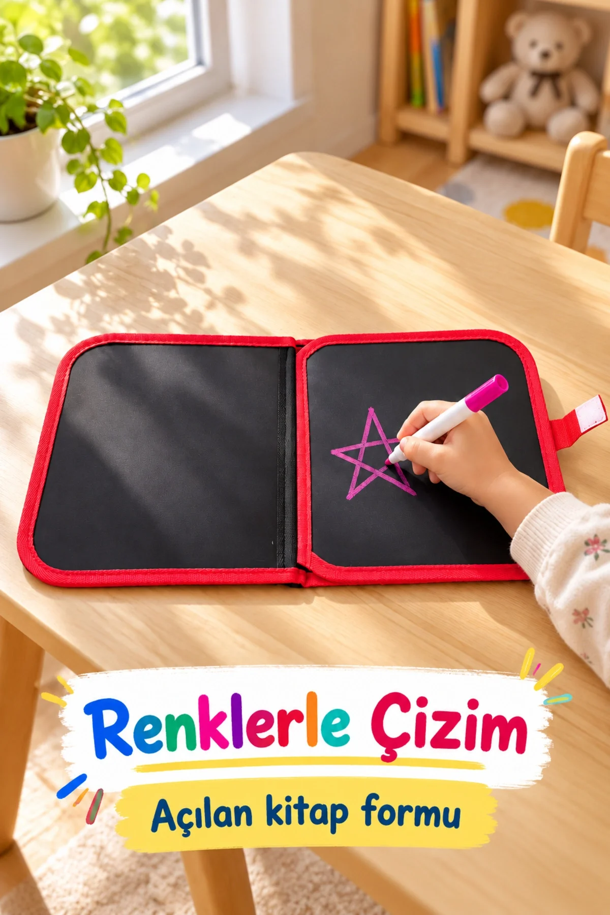Çizim Kitabı Kumaş Kapatma Şeritli Desenli Kapaklı - Görsel 5