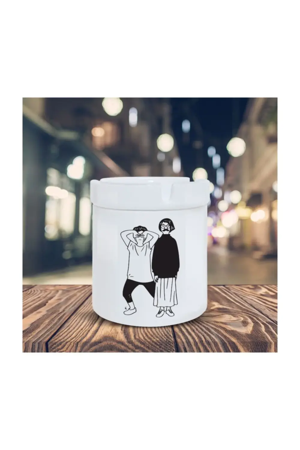 Çizimsel Karakter Küllük Illüstrasyon Baskılı Kül Tablası K-21