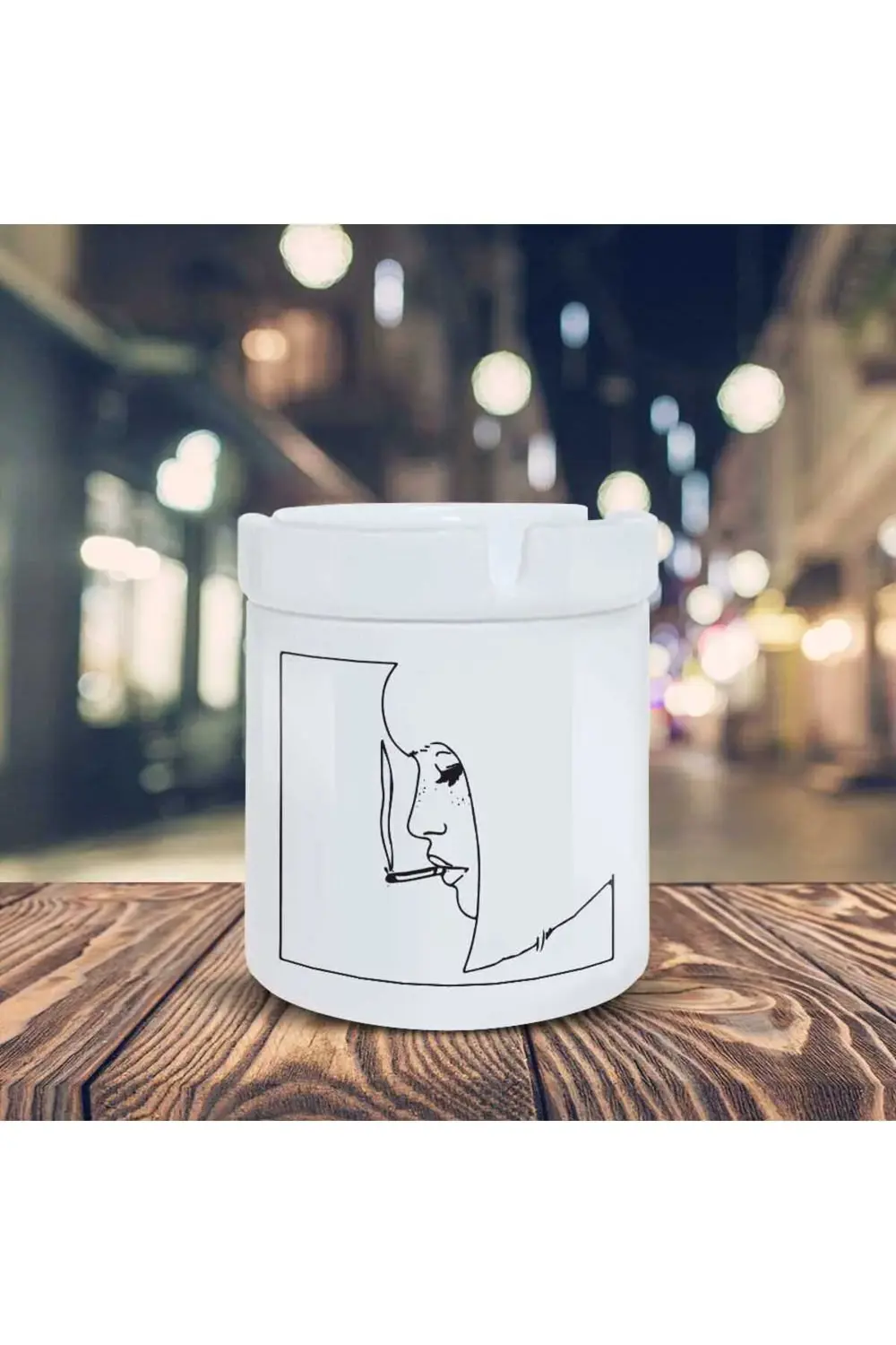 Çizimsel Kız Küllük Illüstrasyon Baskılı Kül Tablası K-32