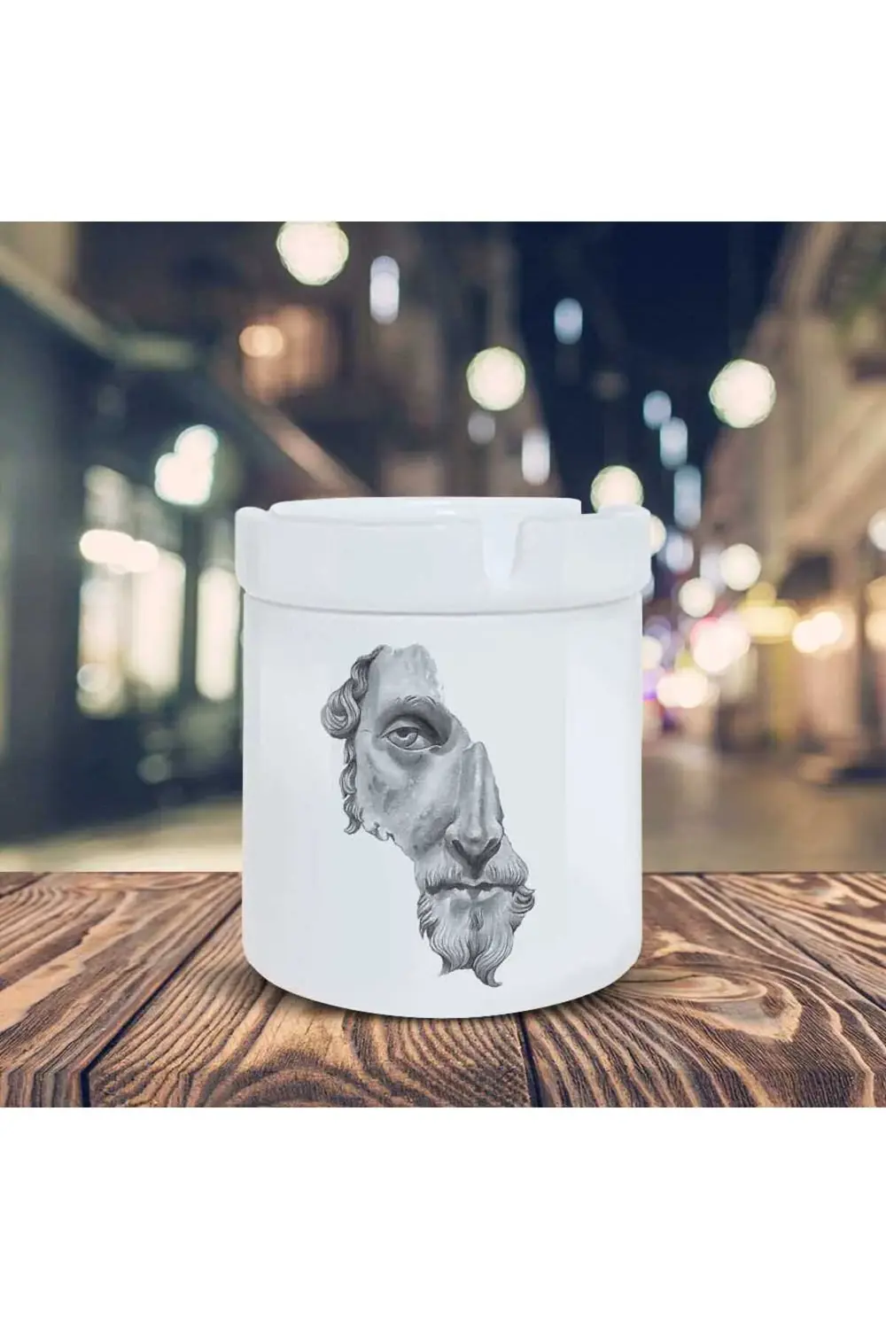 Çizimsel Küllük Yarım Yüzlü Heykel Baskılı Kül Tablası Kl-208