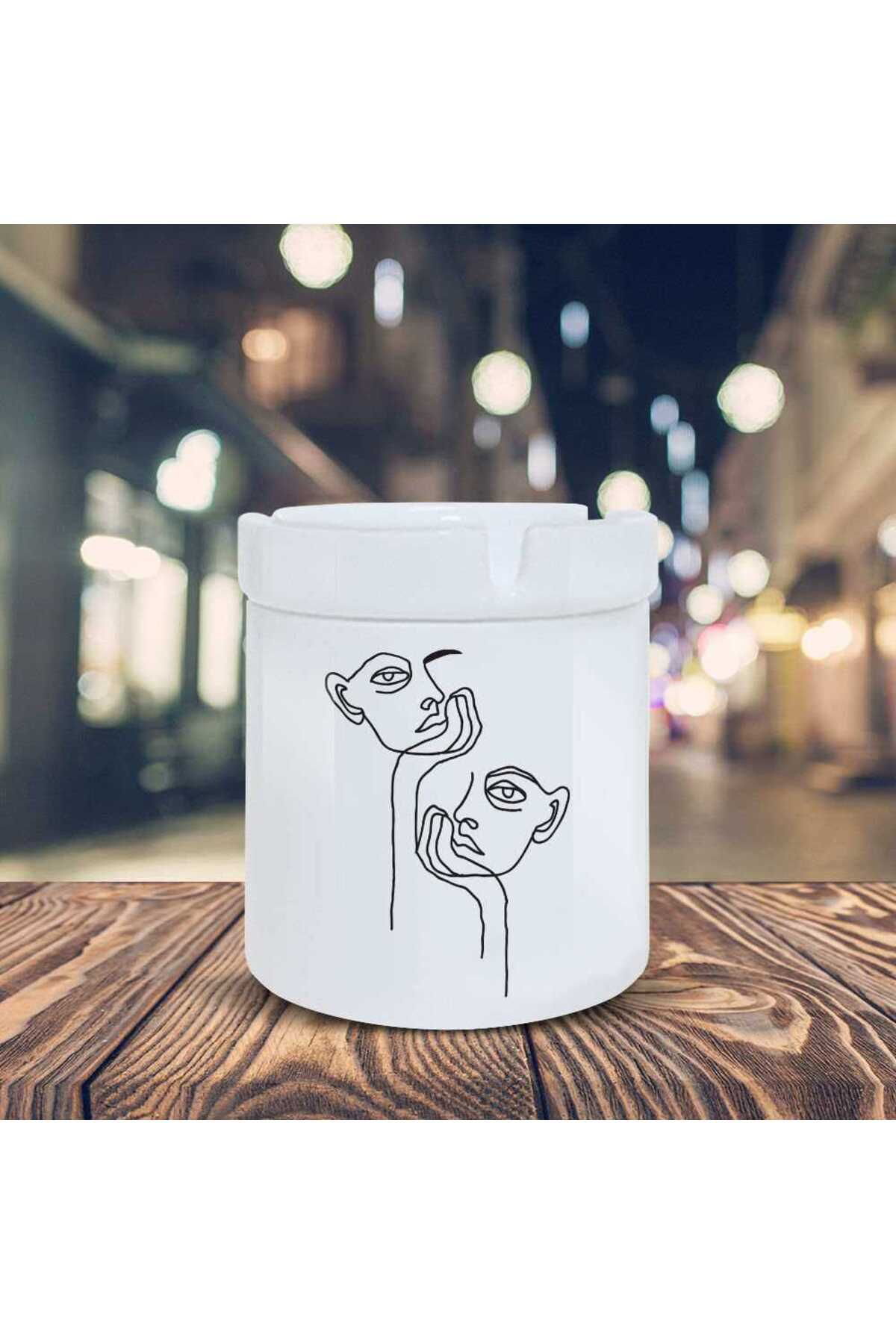 Asilmeydan Çizimsel Küllük Yarım Yüzler Baskılı Kül Tablası Kl-191