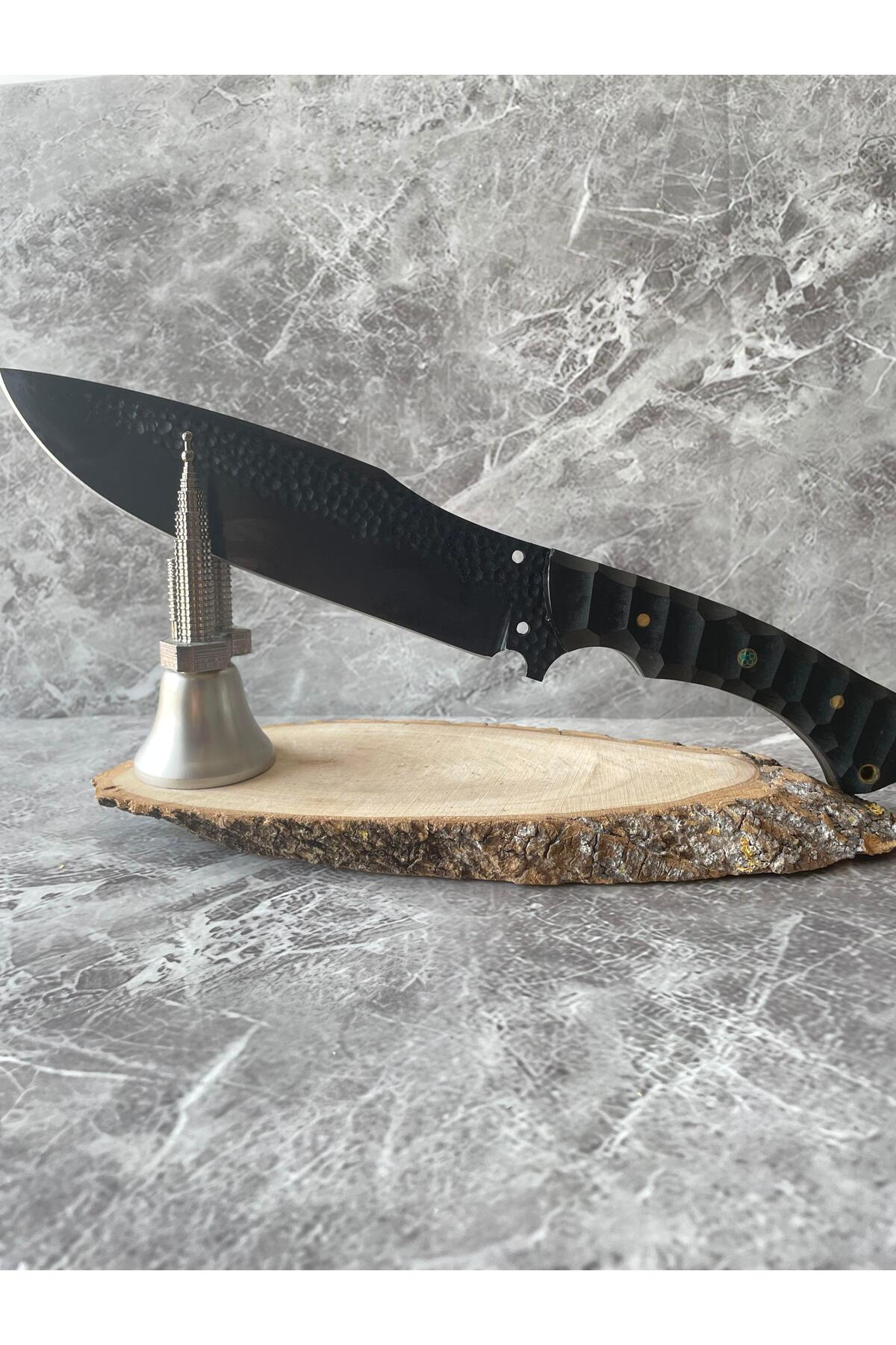 CK75 Çelik Kamp & Av Bıçağı – Siyah Kompakt Kabze, Özel Kılıflı, 