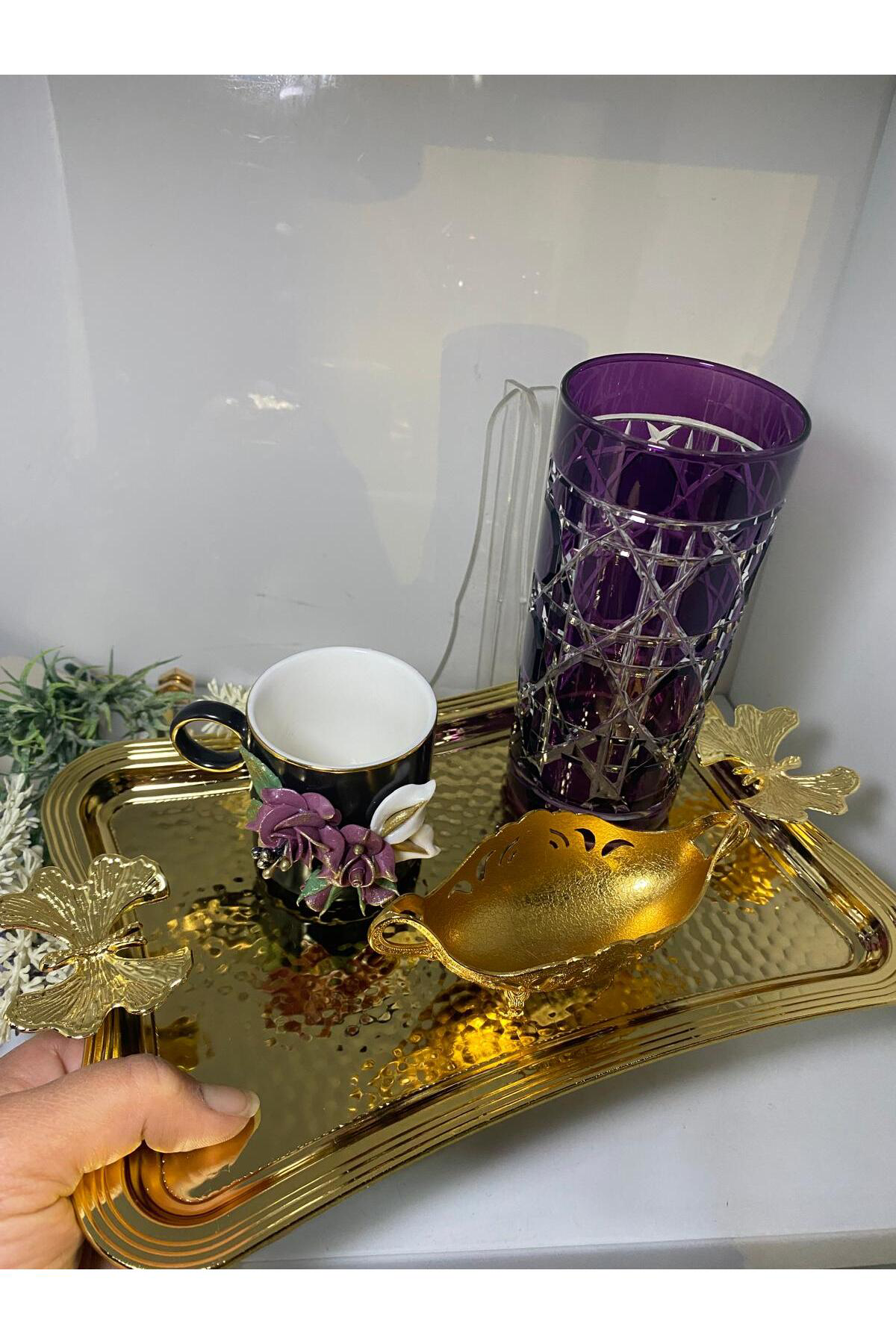 Elif Aksesuar Ckr 3173 Kelebekli Sunum Tepsisi Gold