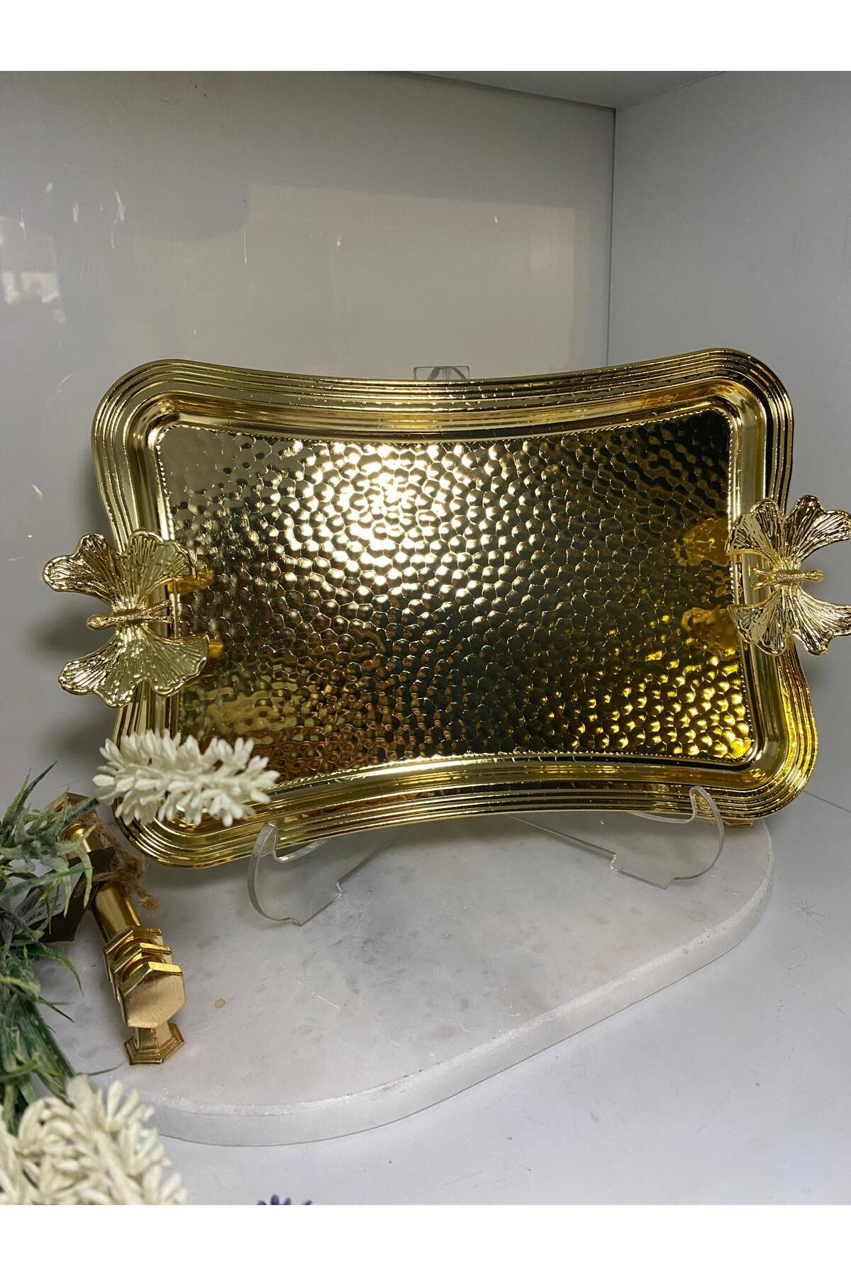 Elif Aksesuar Ckr 3173 Kelebekli Sunum Tepsisi Gold