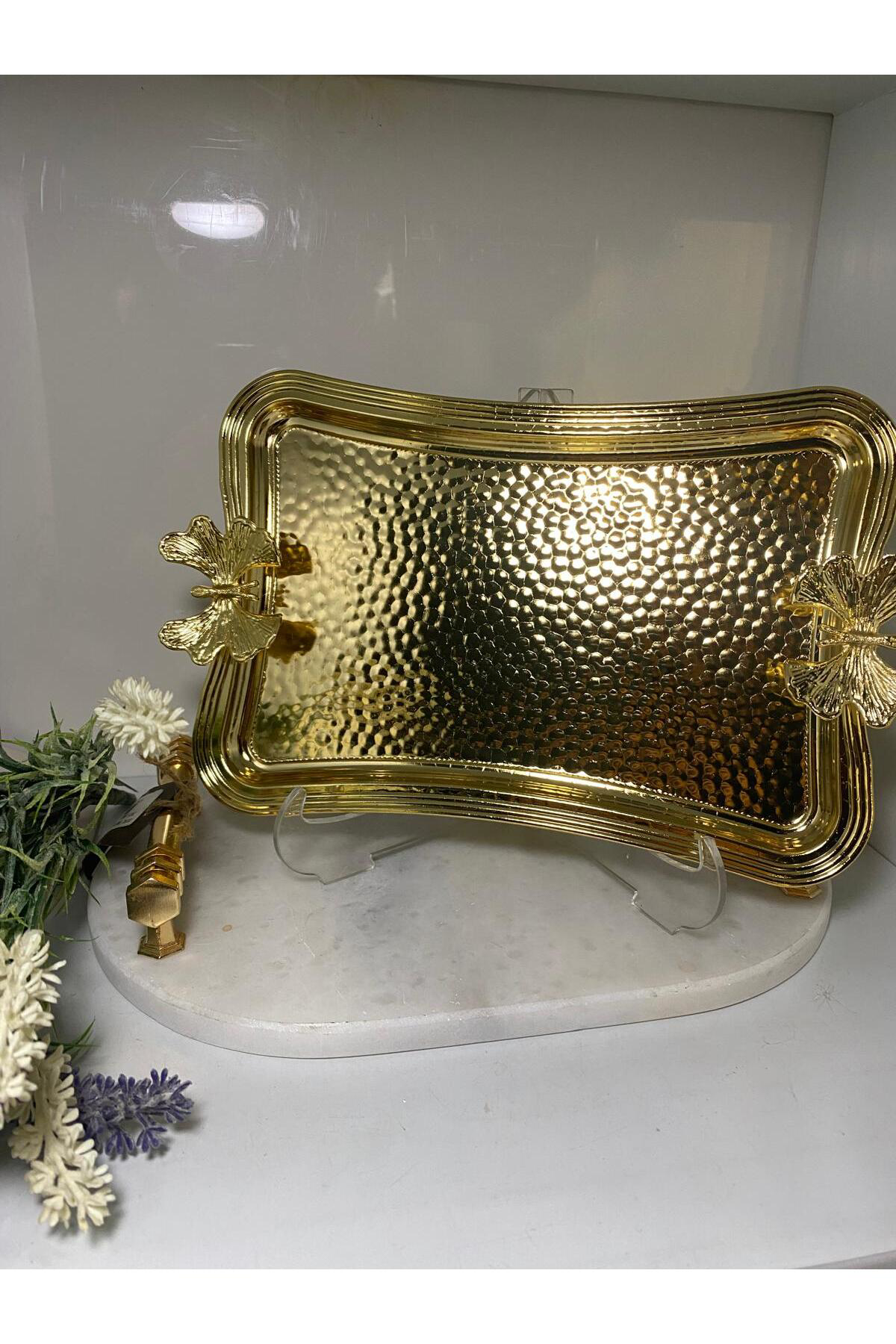 Elif Aksesuar Ckr 3173 Kelebekli Sunum Tepsisi Gold