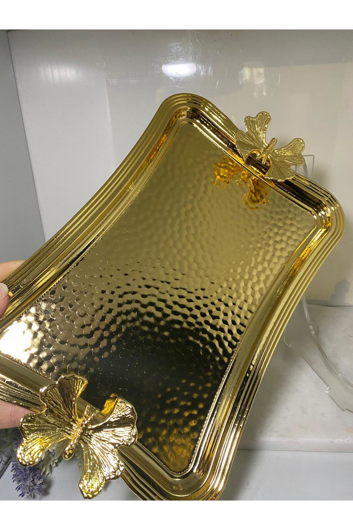 Elif Aksesuar Ckr 3173 Kelebekli Sunum Tepsisi Gold