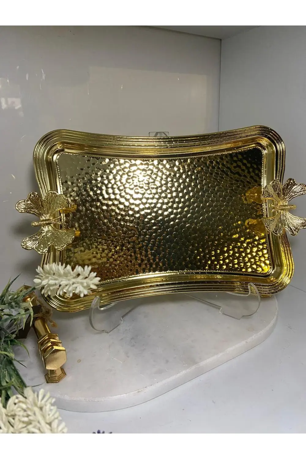 Ckr 3173 Kelebekli Sunum Tepsisi Gold