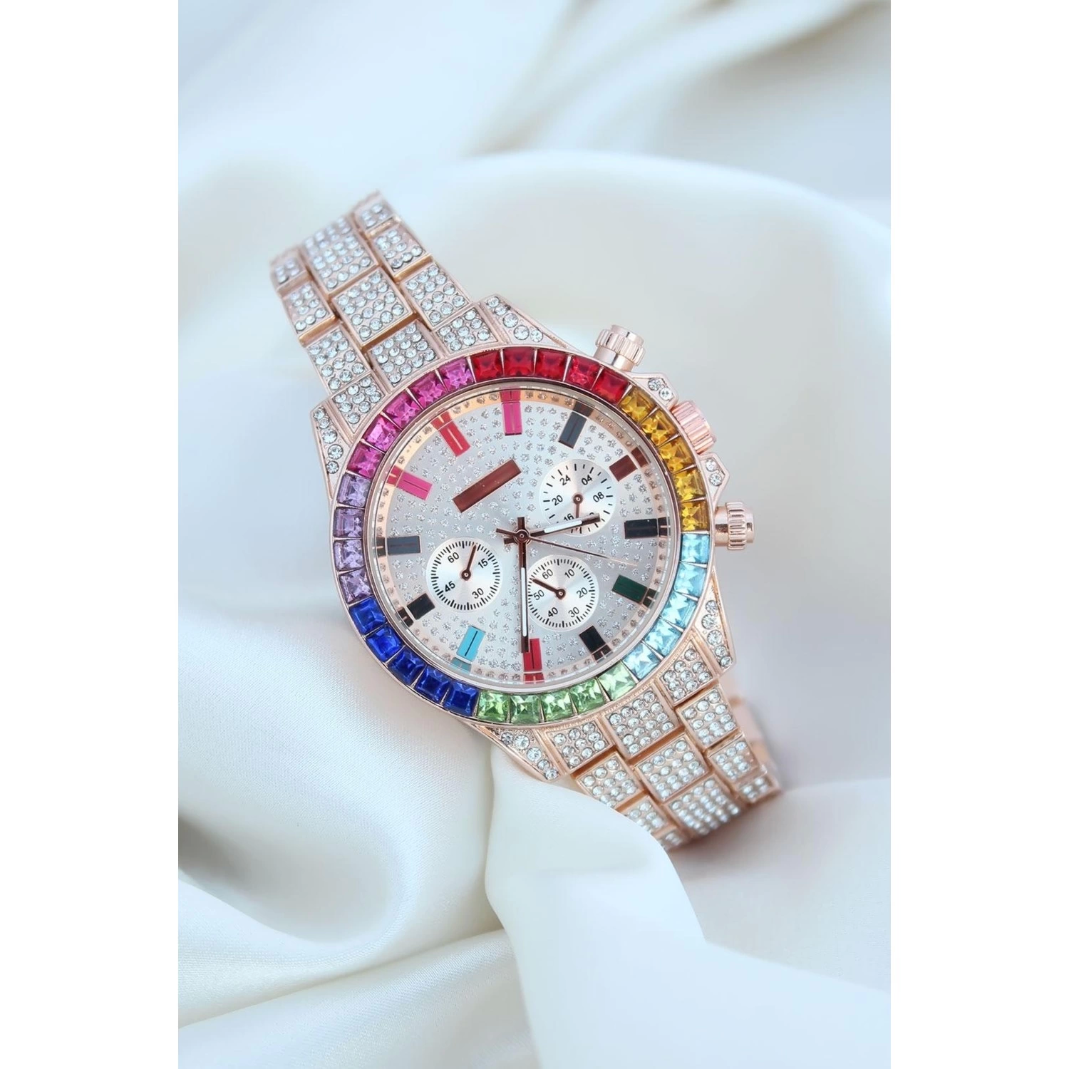 Clariss Trend Rose Metal Kordonlu Zirkon Taş Kaplama Renkli Taşlı