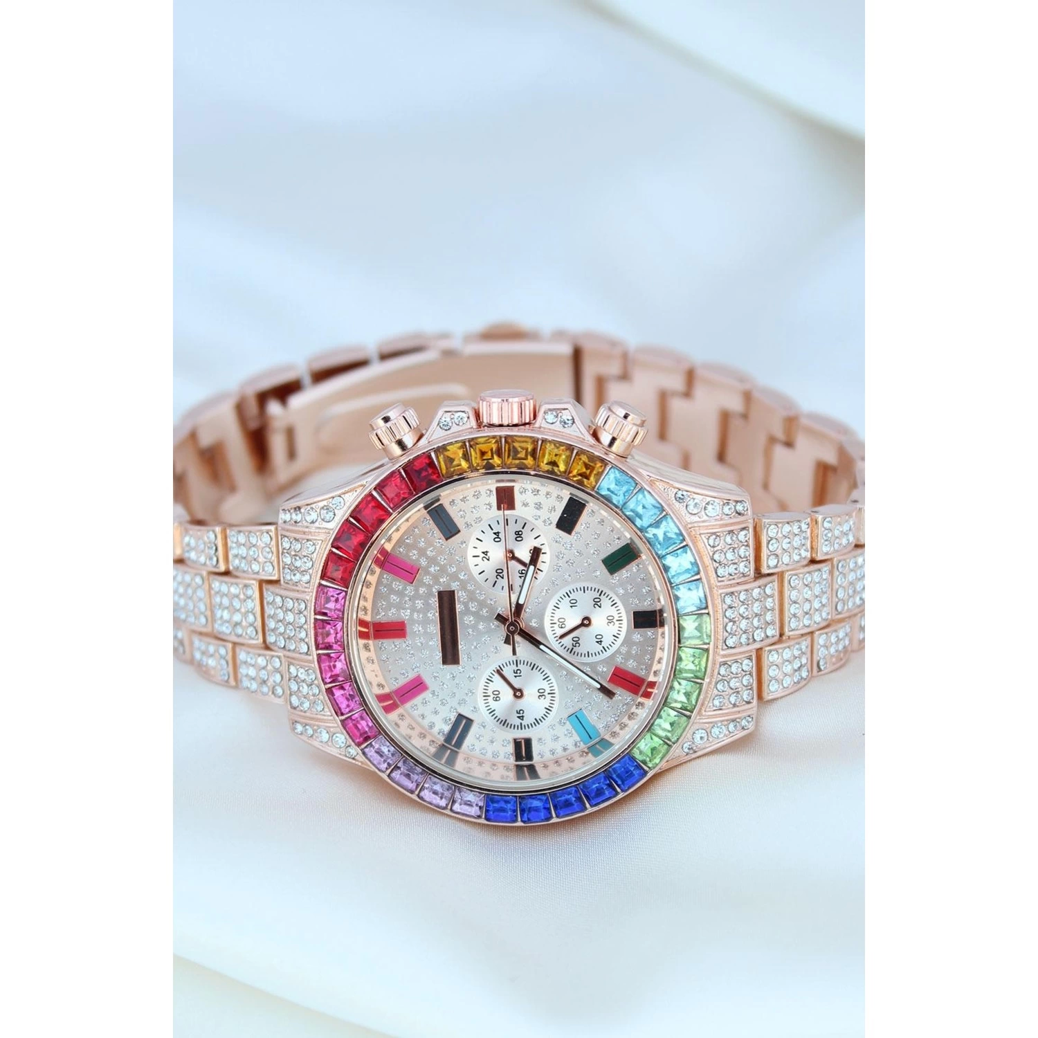 Clariss Trend Rose Metal Kordonlu Zirkon Taş Kaplama Renkli Taşlı