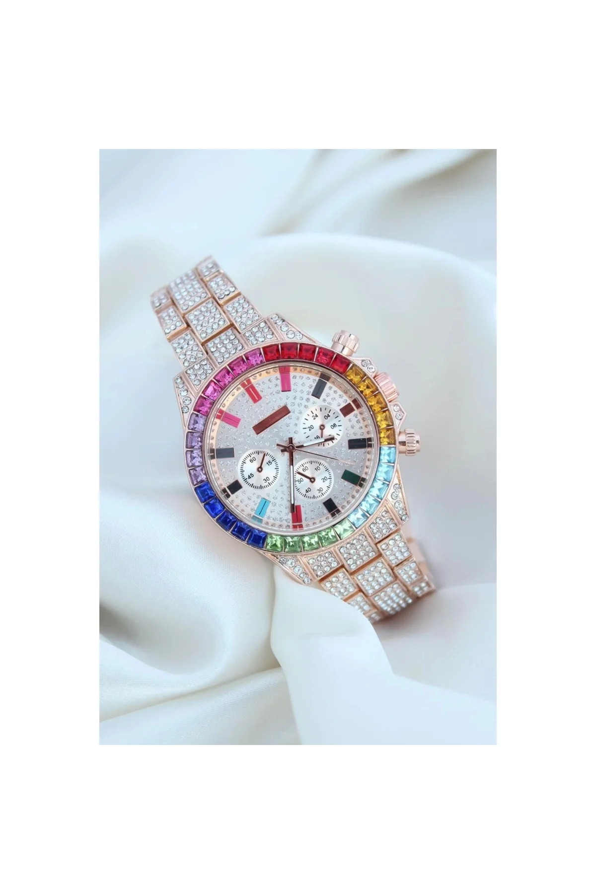Clariss Trend Rose Metal Kordonlu Zirkon Taş Kaplama Renkli Taşlı