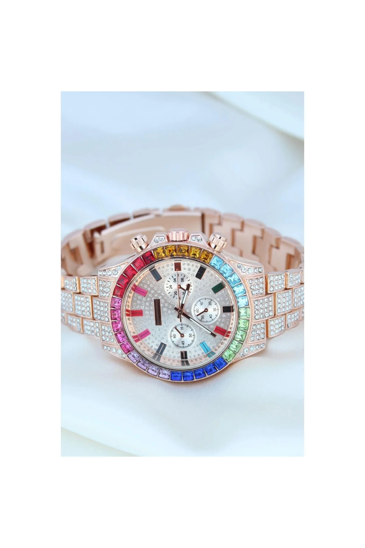 Clariss Trend Rose Metal Kordonlu Zirkon Taş Kaplama Renkli Taşlı