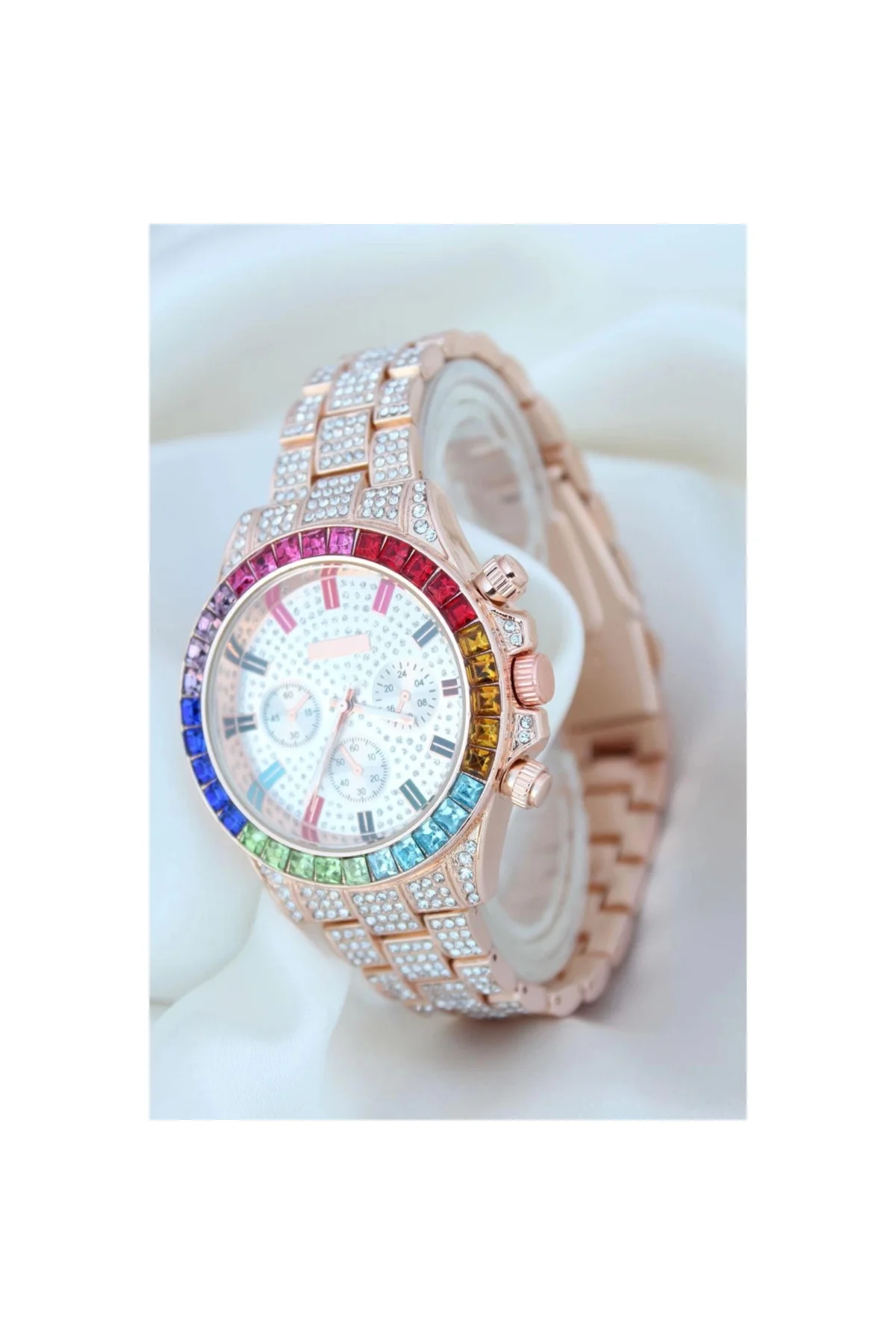 Clariss Trend Rose Metal Kordonlu Zirkon Taş Kaplama Renkli Taşlı