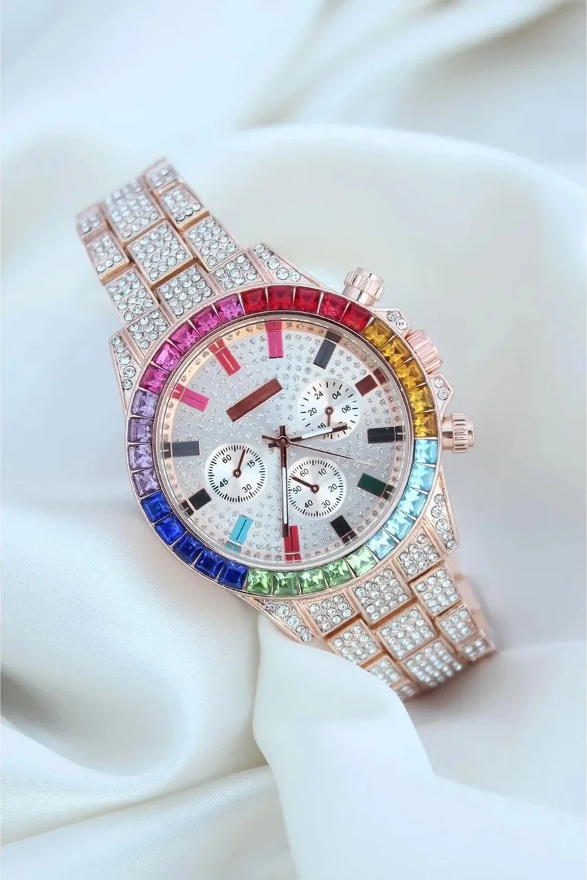 Clariss Trend Rose Metal Kordonlu Zirkon Taş Kaplama Renkli Taşlı