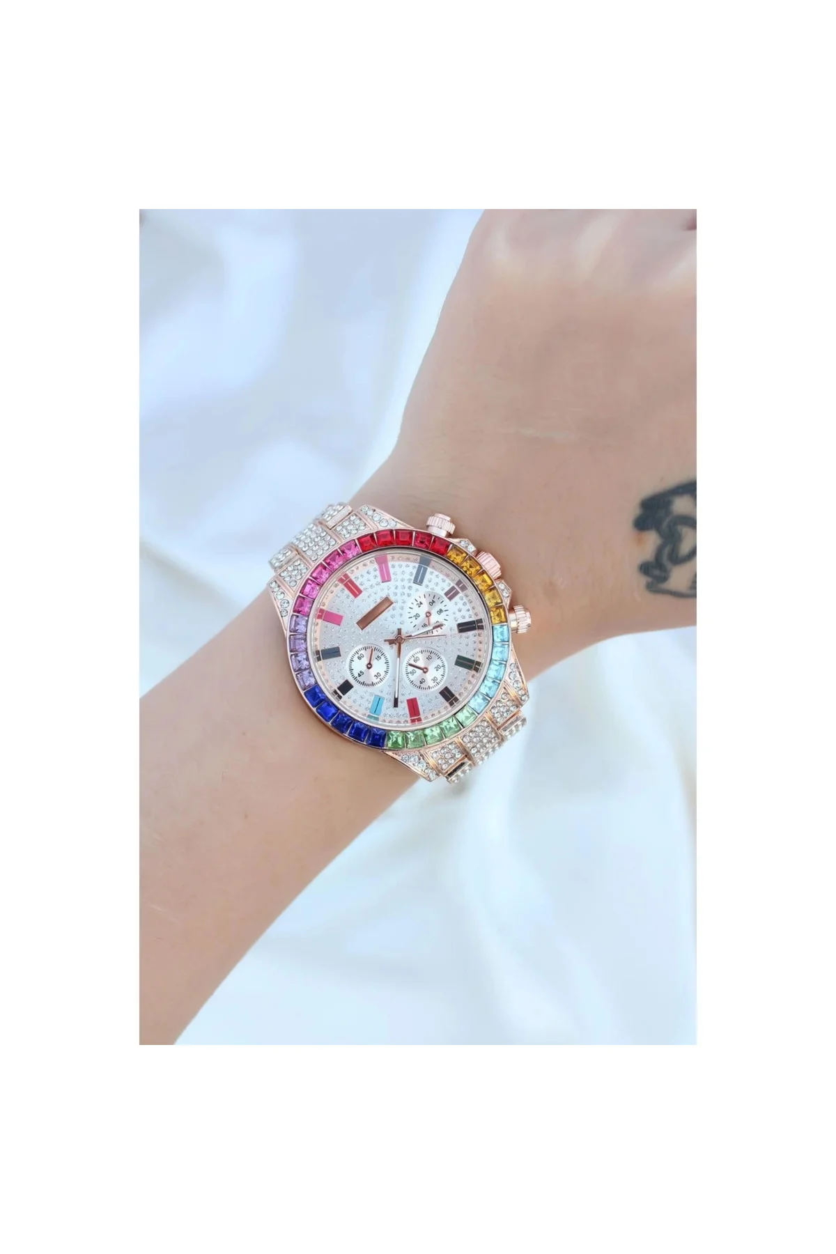 Clariss Trend Rose Metal Kordonlu Zirkon Taş Kaplama Renkli Taşlı
