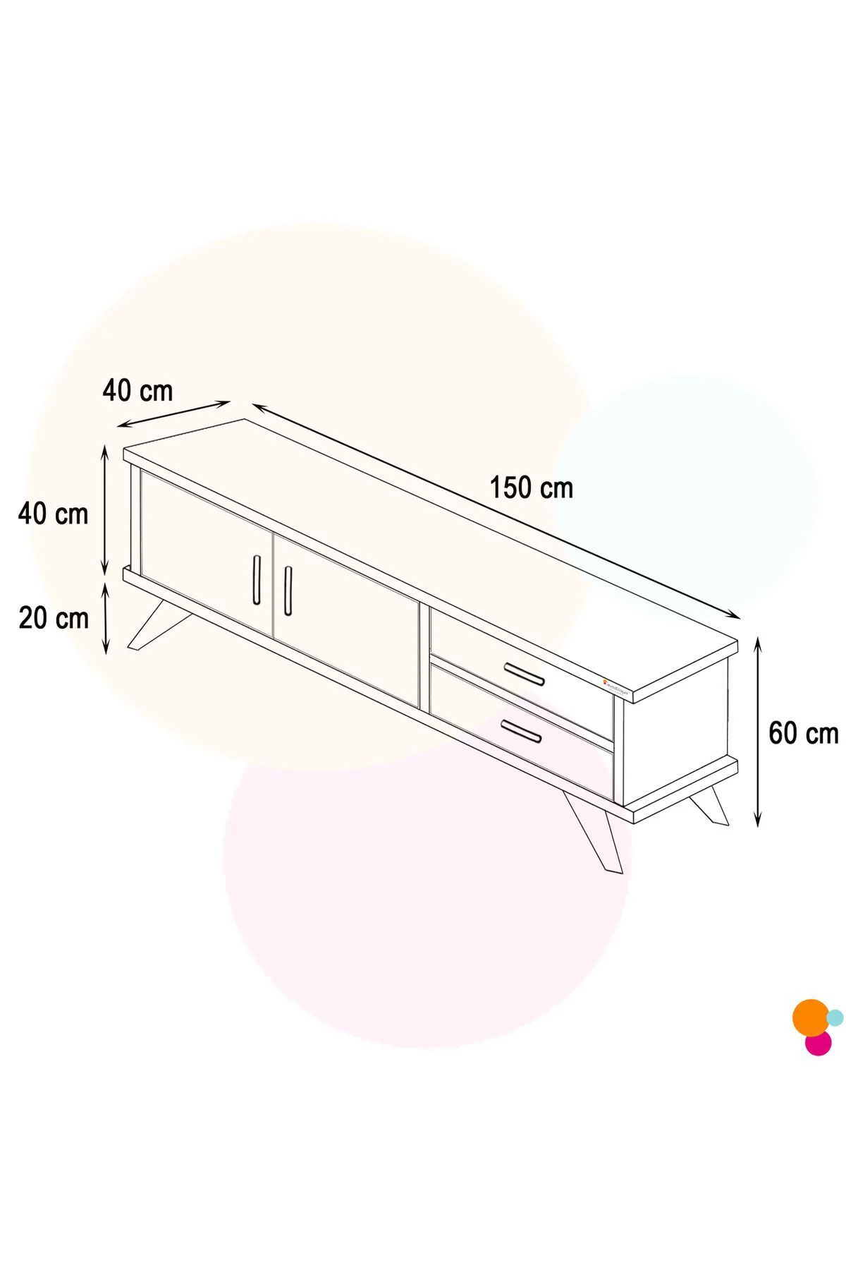 Claros Tv Sehpası Tv Ünitesi 150X40X60 cm Tv Standı