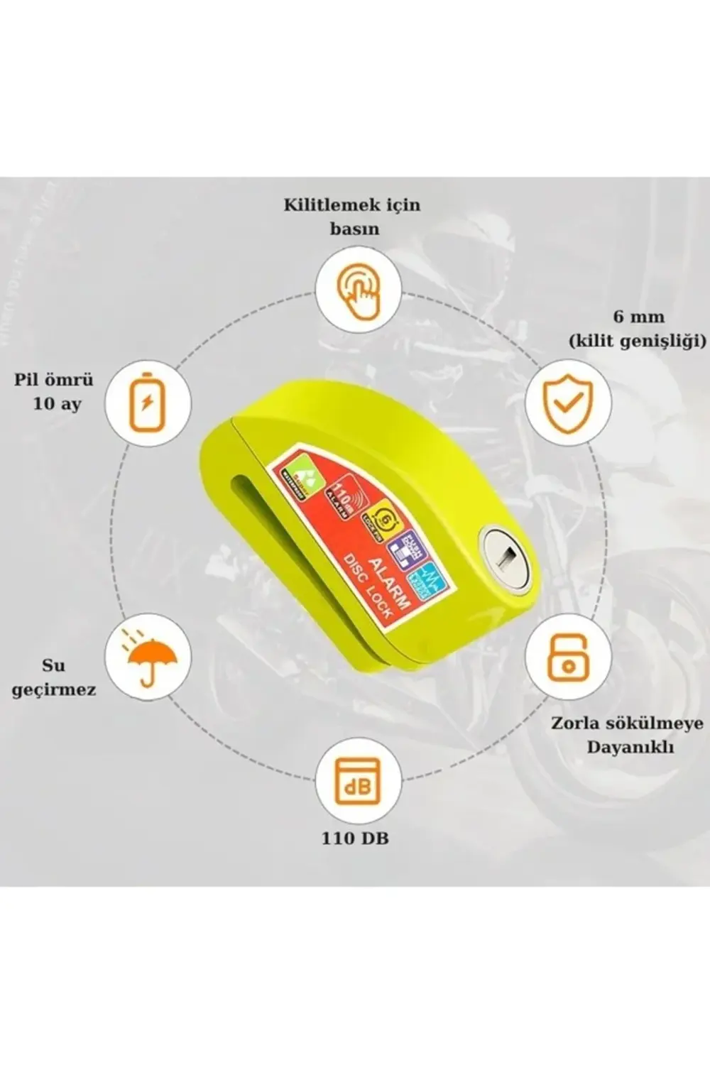 Class Locks 110 Db Sarı Alarmlı Disk Kilidi