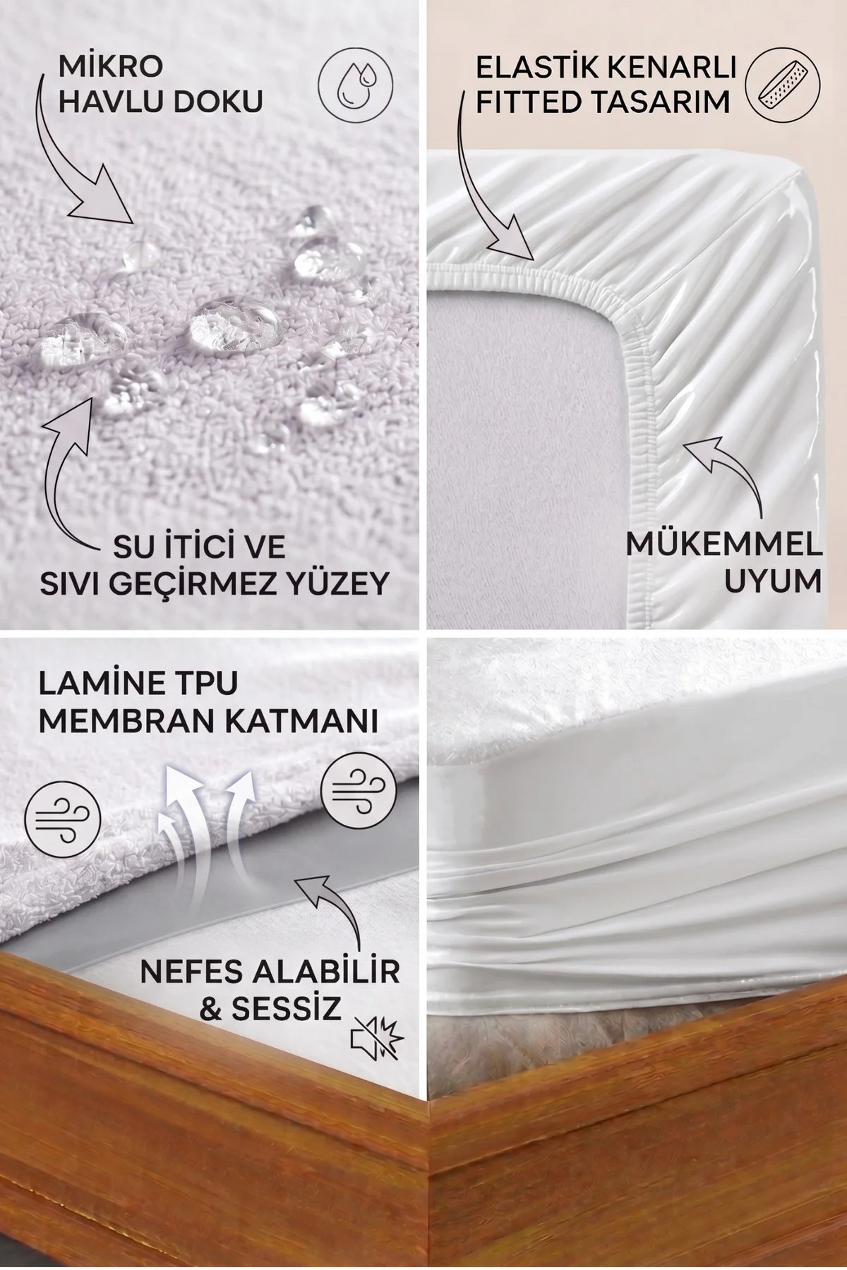 Classic Mikro Fitted Full Kenar Su Sıvı Geçirmez Yatak Koruyucu Alez Bebek-Tek-Çift Kişilik Battal