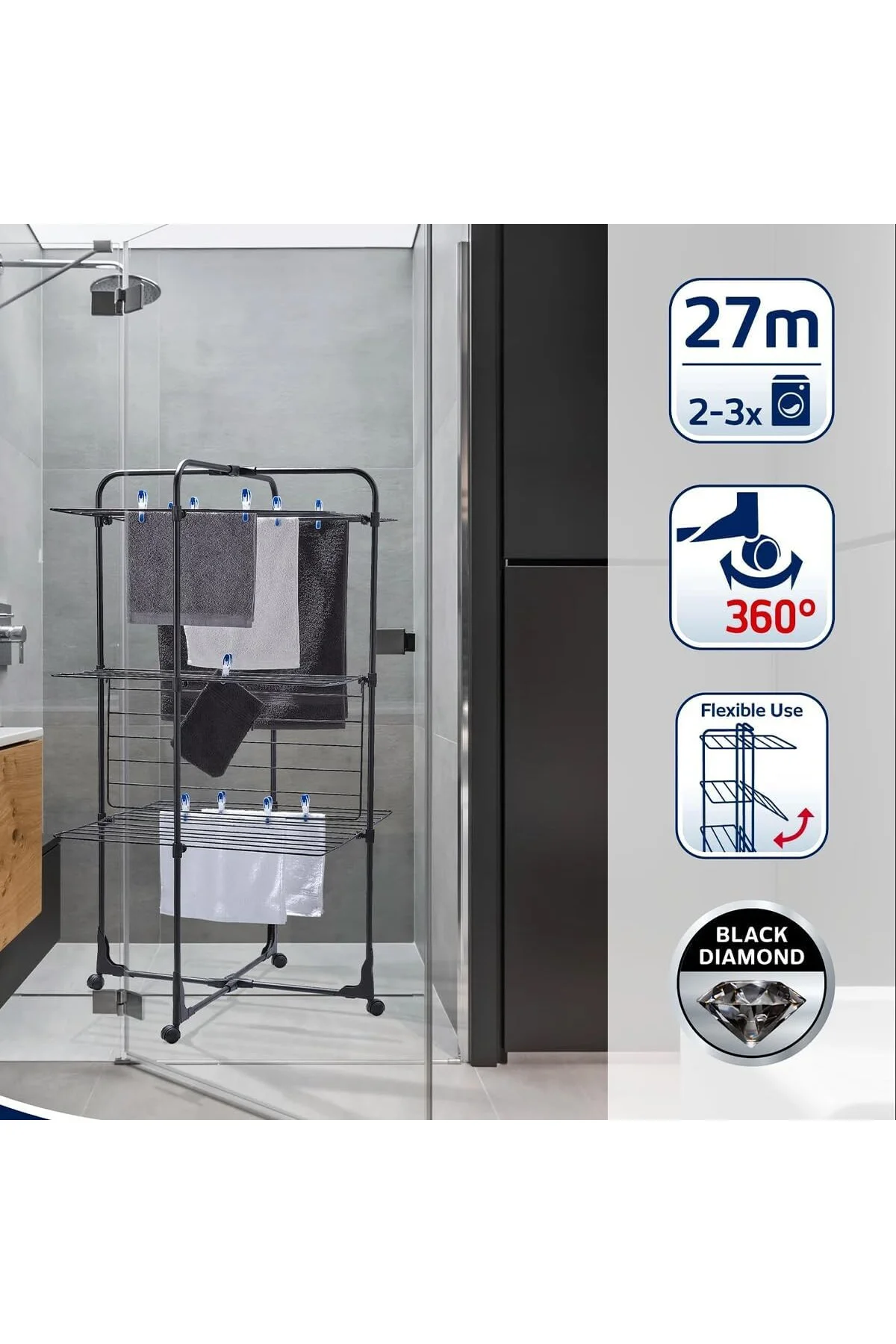 Classic Tower 270 Black Edition tekerlekli kurutma makinesi, 2 – 