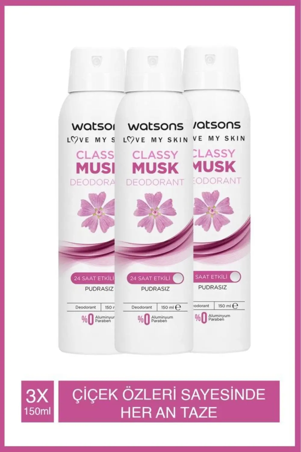 Classy Musk Deodorant Sprey Pudrasız 3x150ml