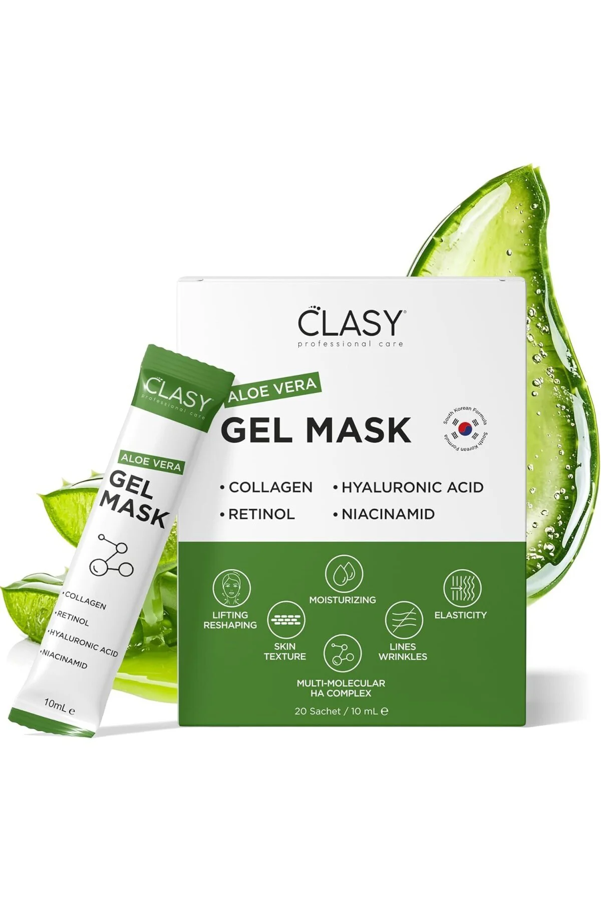 Clasy Care Aloe Vera Jel Maske - Kolajen ve Retinol ile Nemlendir
