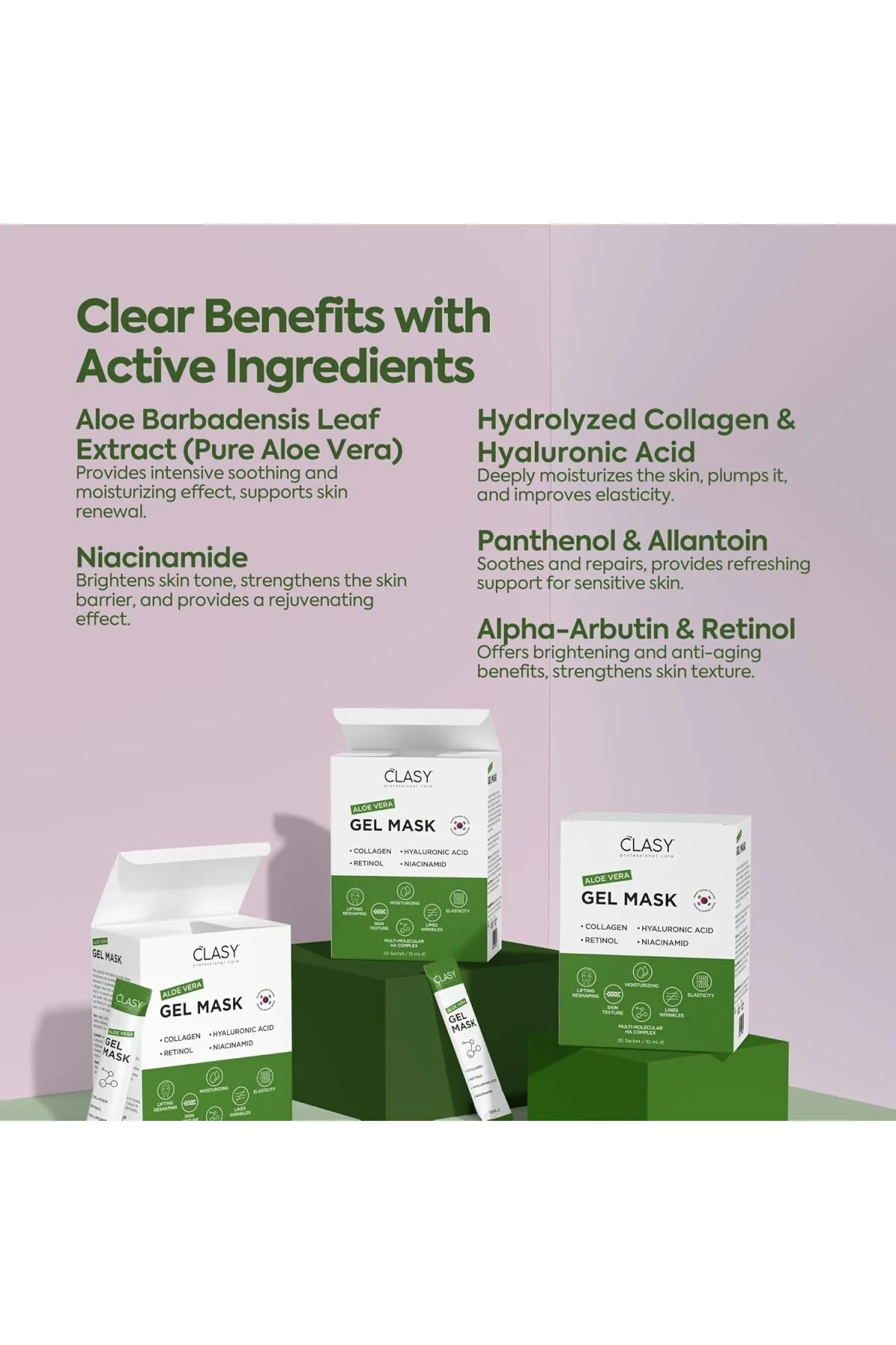 Clasy Care Aloe Vera Jel Maske - Kolajen ve Retinol ile Nemlendir