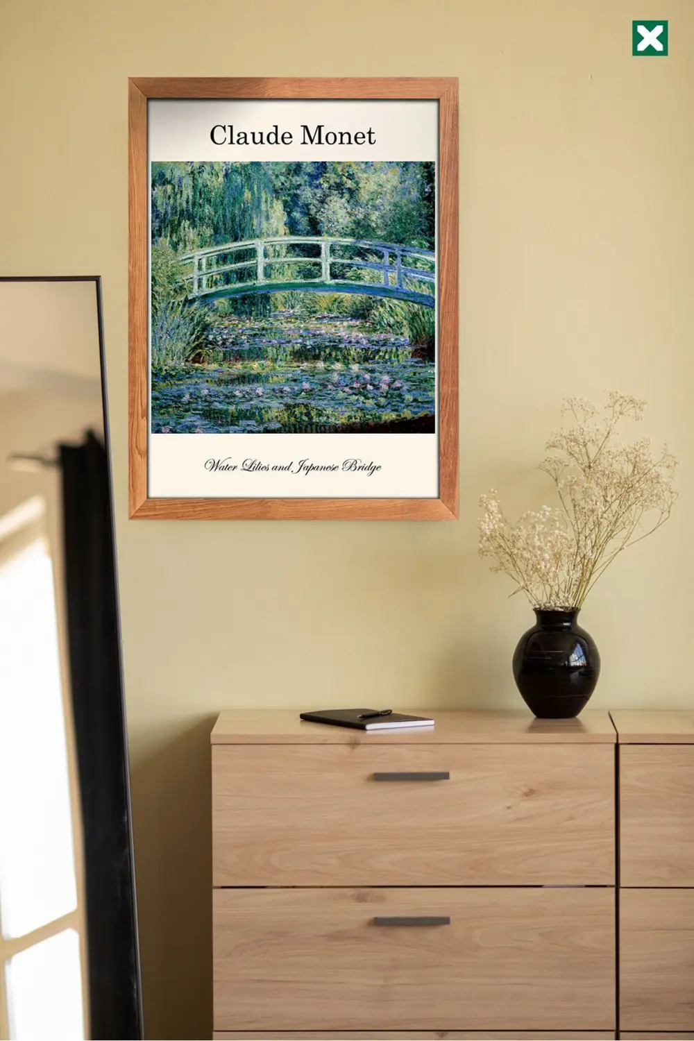 Claude Monet 3'lü set , Çerçeve Görünümlü Modern Mdf Tablo