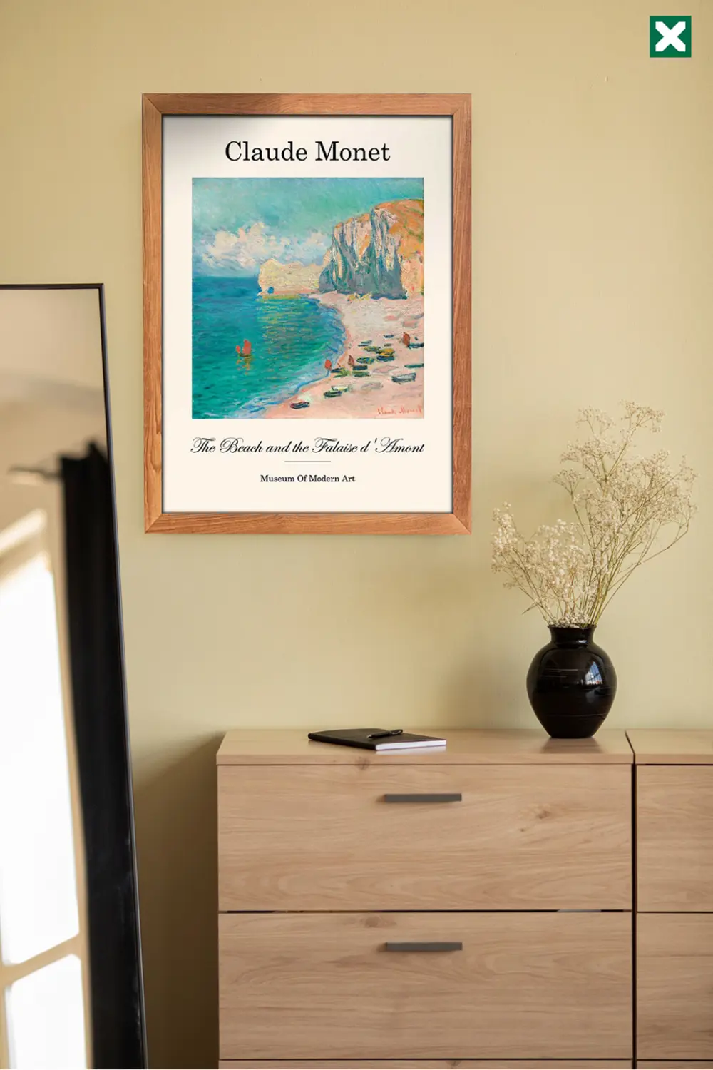 Claude Monet Dekorize Pastel 3'lü Set , Çerçeve Görünümlü Modern 