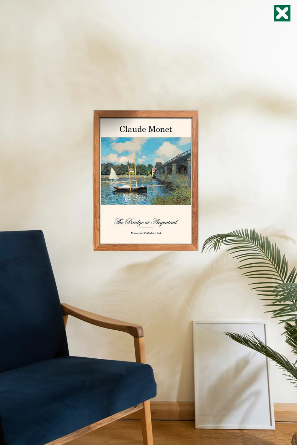 Claude Monet Dekorize Pastel 3'lü Set , Çerçeve Görünümlü Modern 