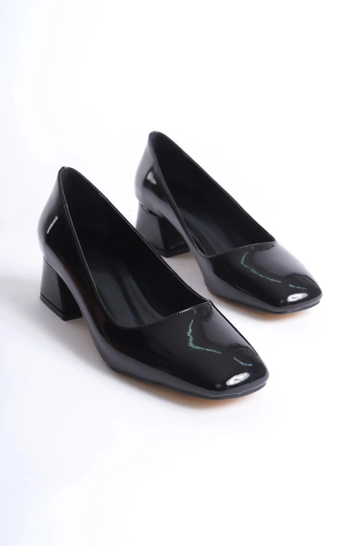 Clay Kadın Siyah Rugan Topuklu Ayakkabı