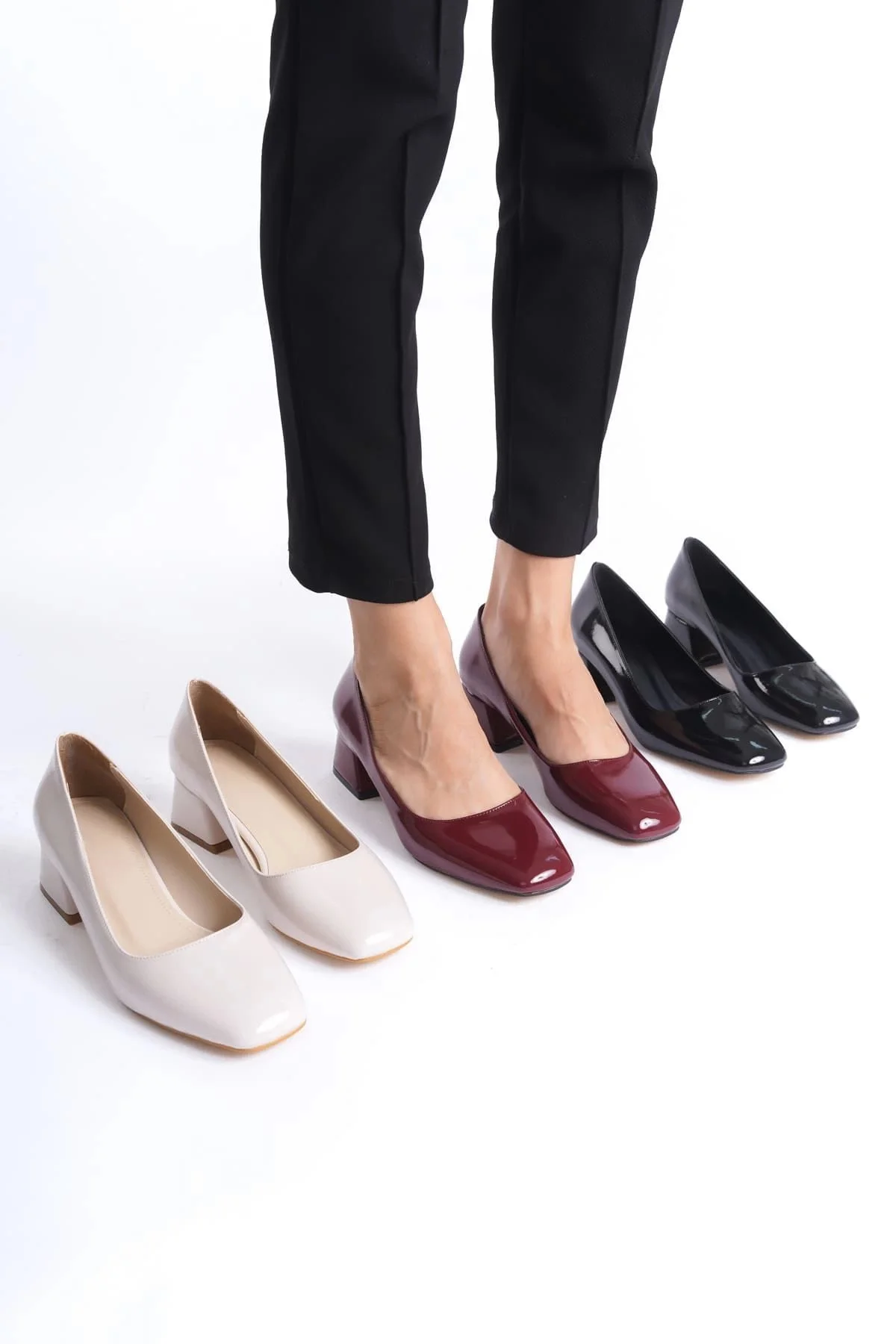 Clay Kadın Siyah Rugan Topuklu Ayakkabı