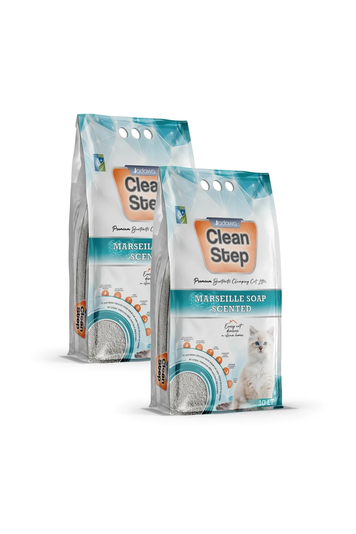 Clean Marsilya Sabun Kokulu Ince Taneli Kedi Kumu 10 Lt *2 Adet
